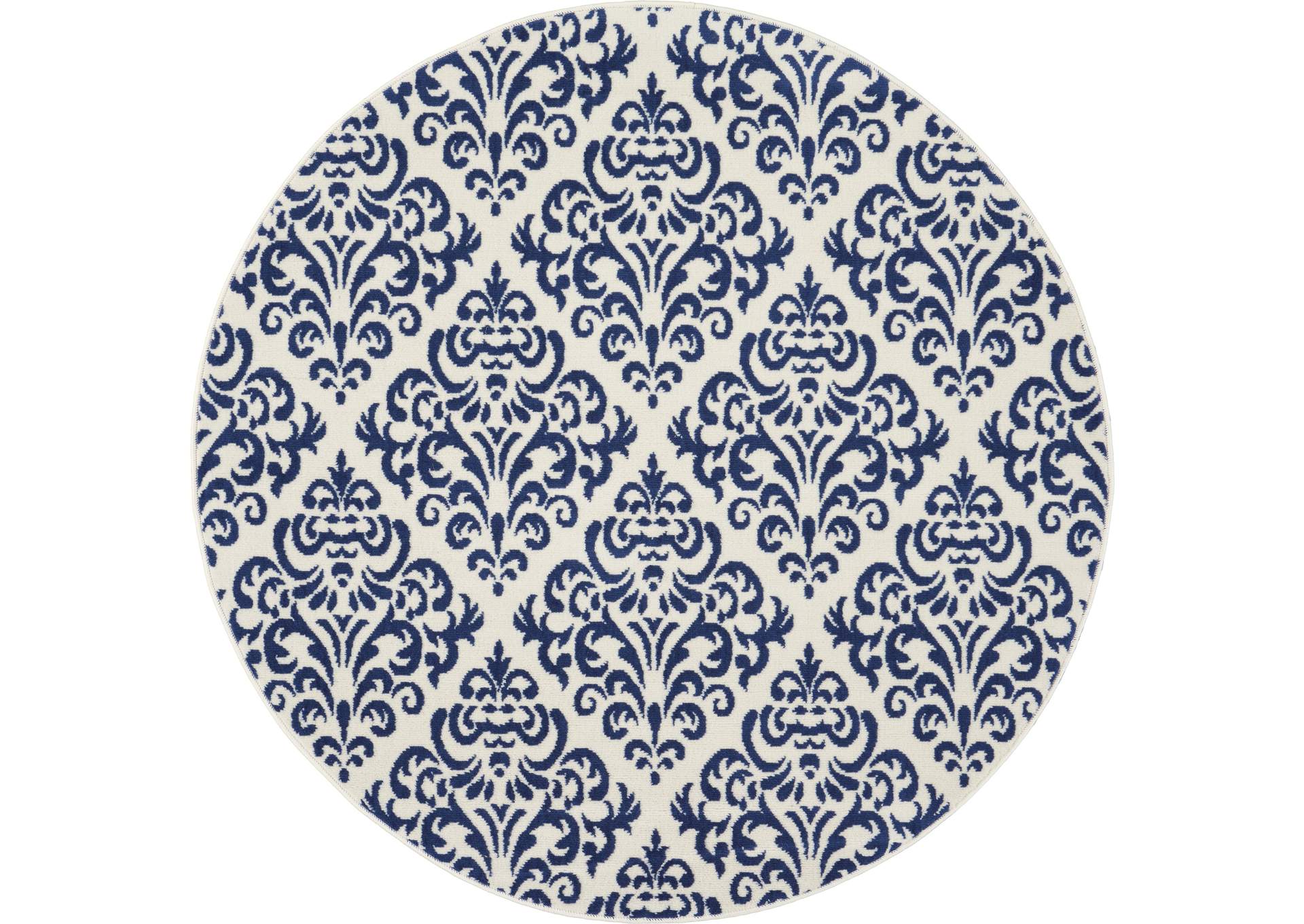 Nourison Grafix GRF06 Navy Blue and White 5' Round Area Rug,Nourison