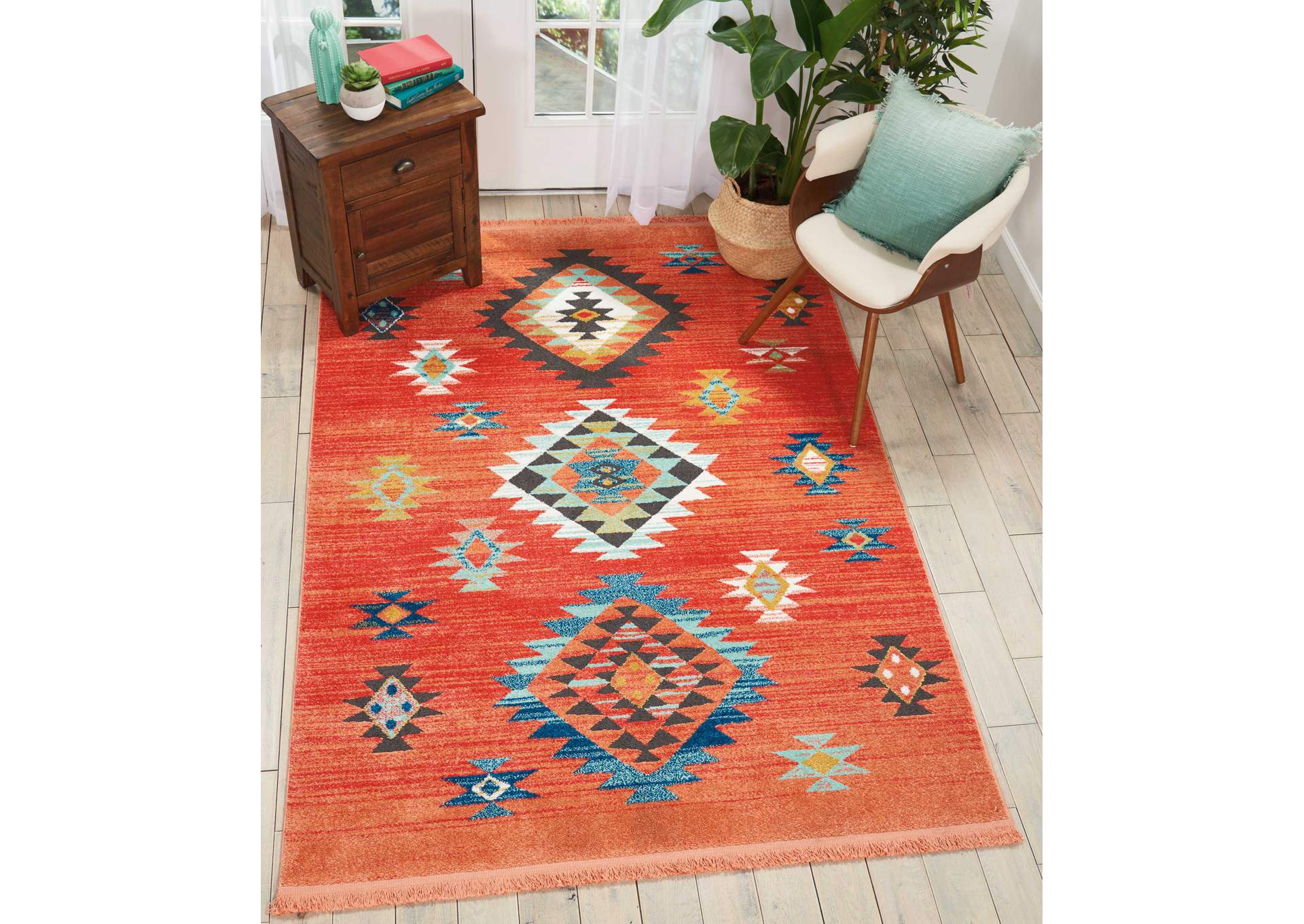 Nourison South Western NAV07 Red 7'x10' Large Rug,Nourison