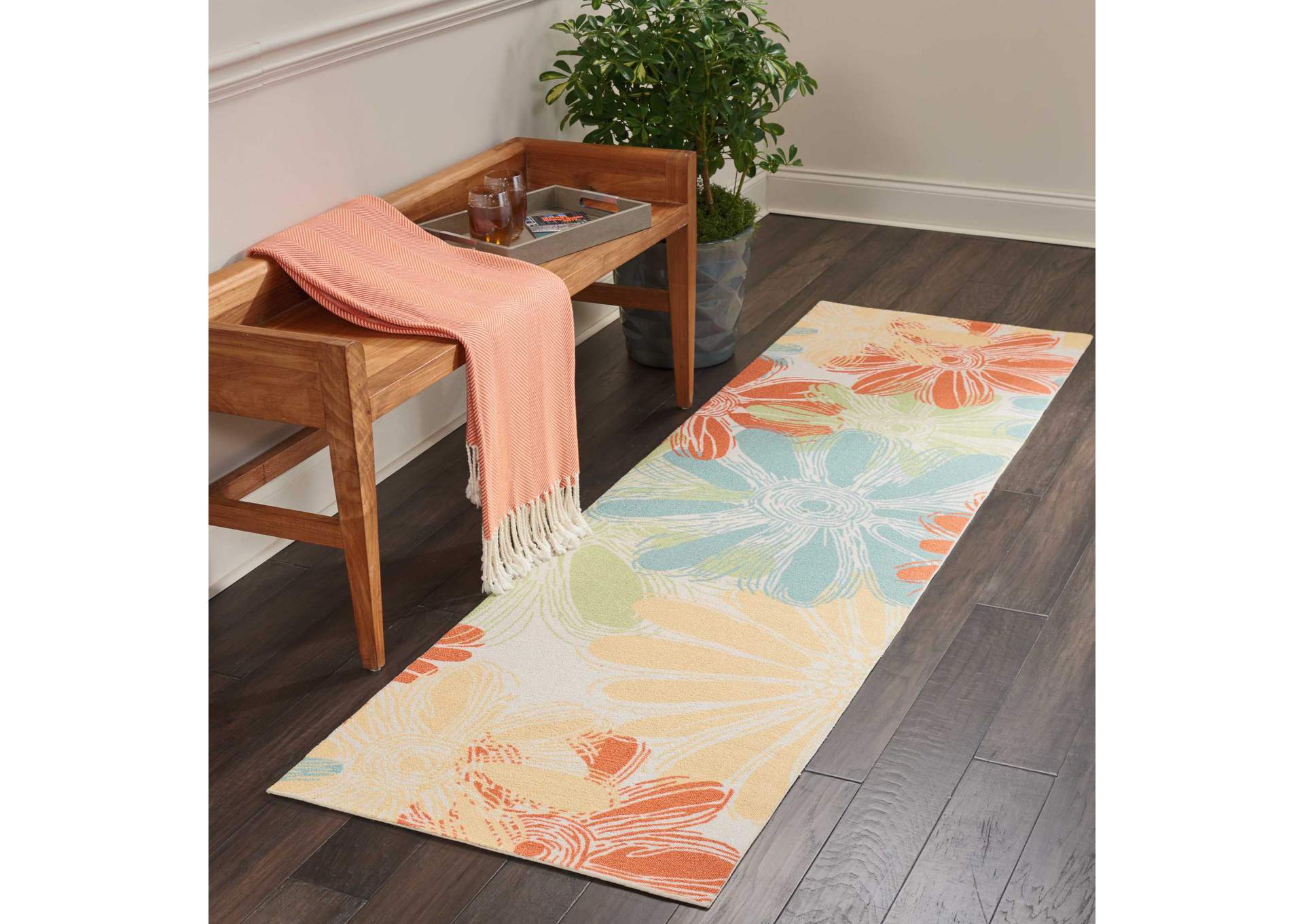 Nourison Home & Garden RS022 Multicolor 8' Runner Hallway Rug,Nourison