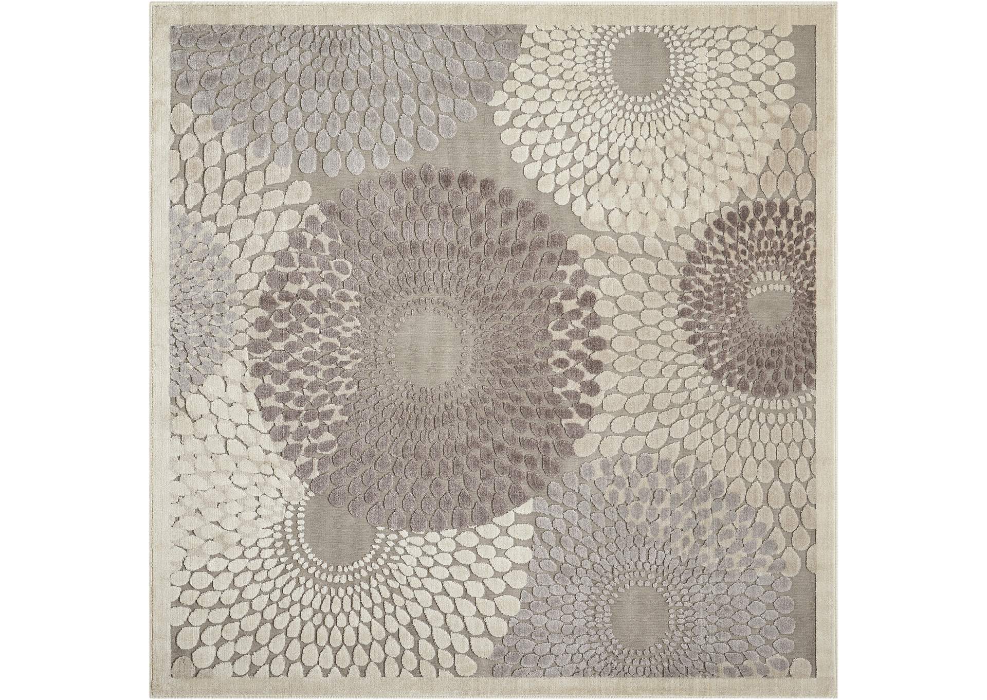 Nourison Graphic Illusions GIL04 Grey 7' Square Rug,Nourison