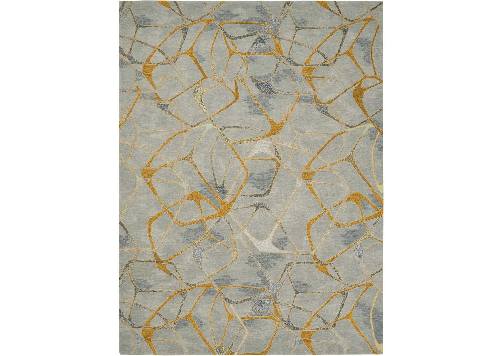Nourison Symmetry SMM05 Gold and Grey 9'x12' Oversized Textured Rug,Nourison