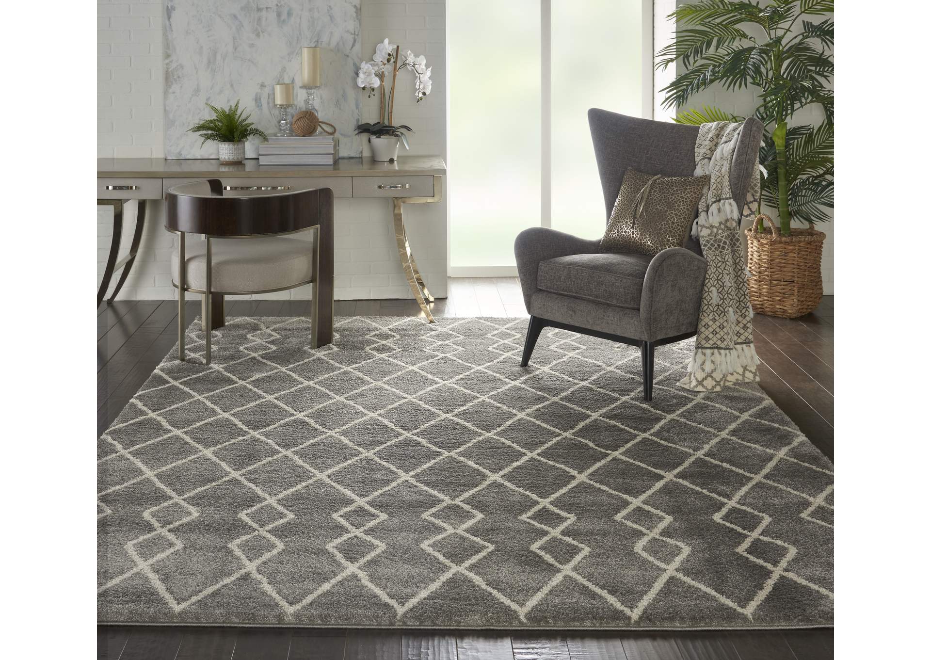 Nourison Martil MAT01 Grey 8'x10' Large Plush Rug,Nourison
