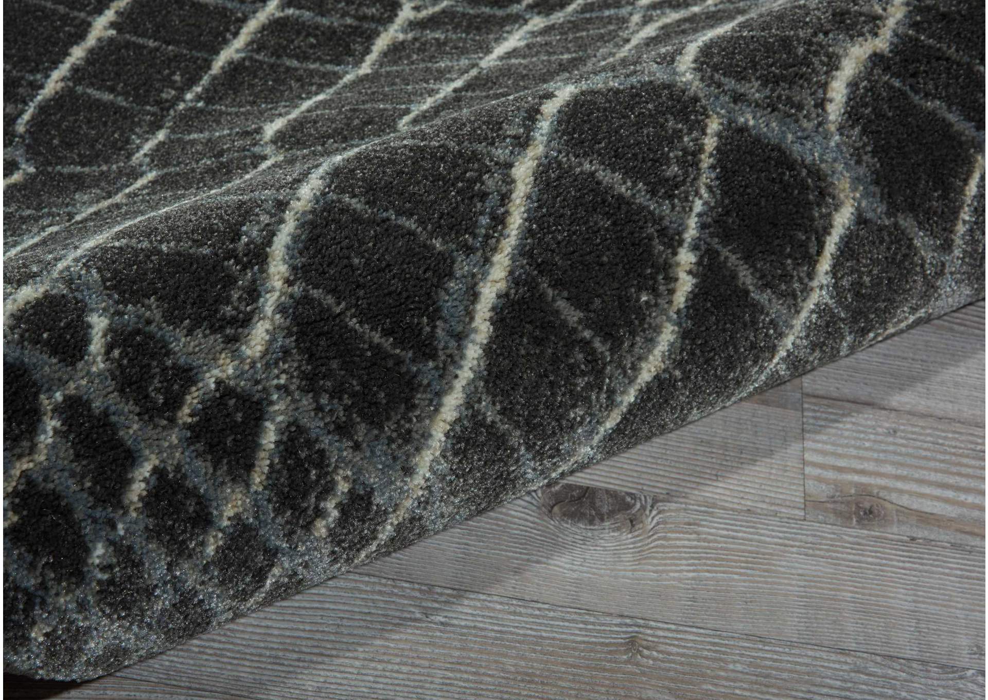Nourison Maxell MAE09 Charcoal Grey 8' Runner Snakeskin Pattern Hallway Rug,Nourison