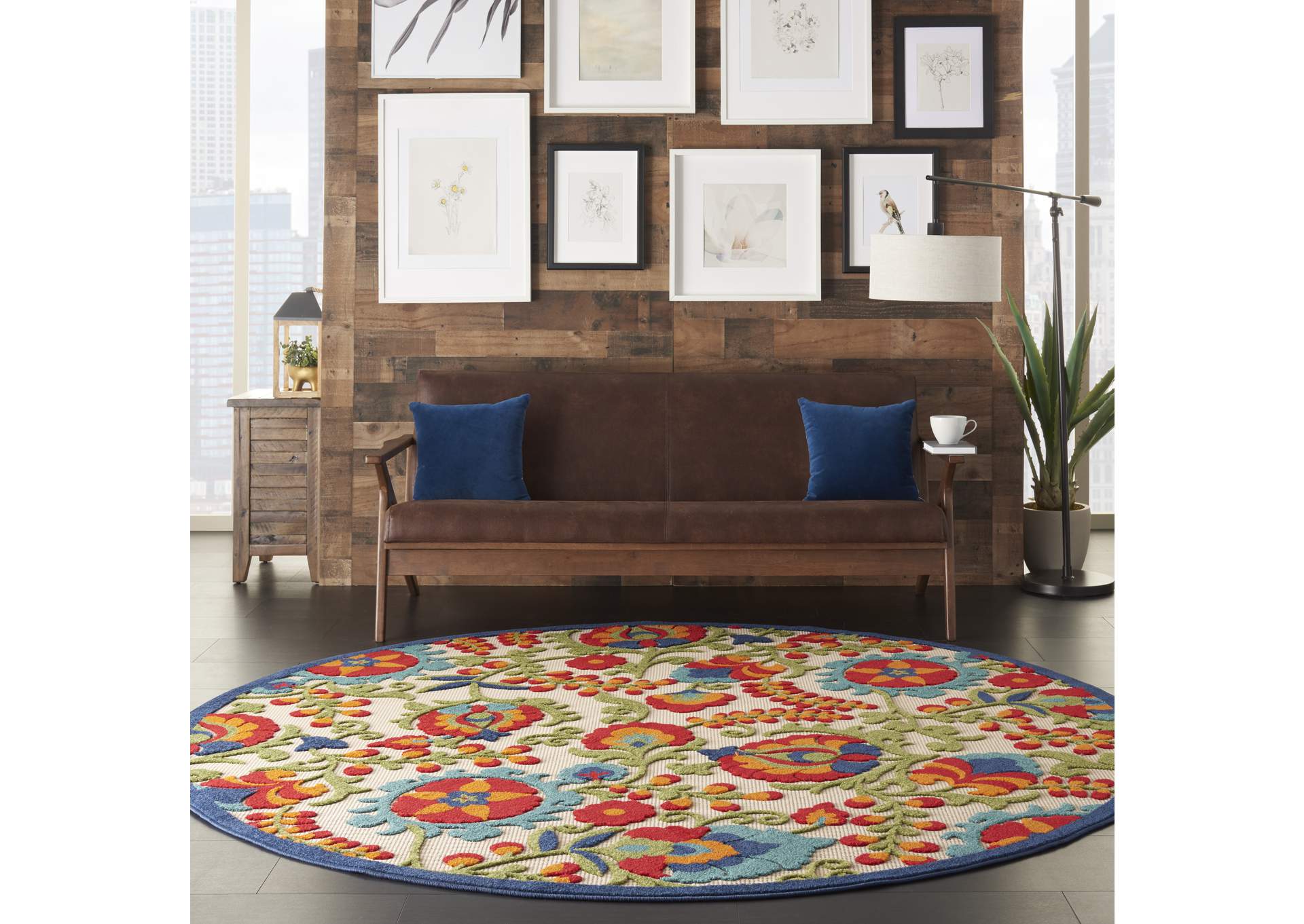 Nourison Aloha ALH17 Multicolor 8' Round Large Indoor-outdoor Rug,Nourison