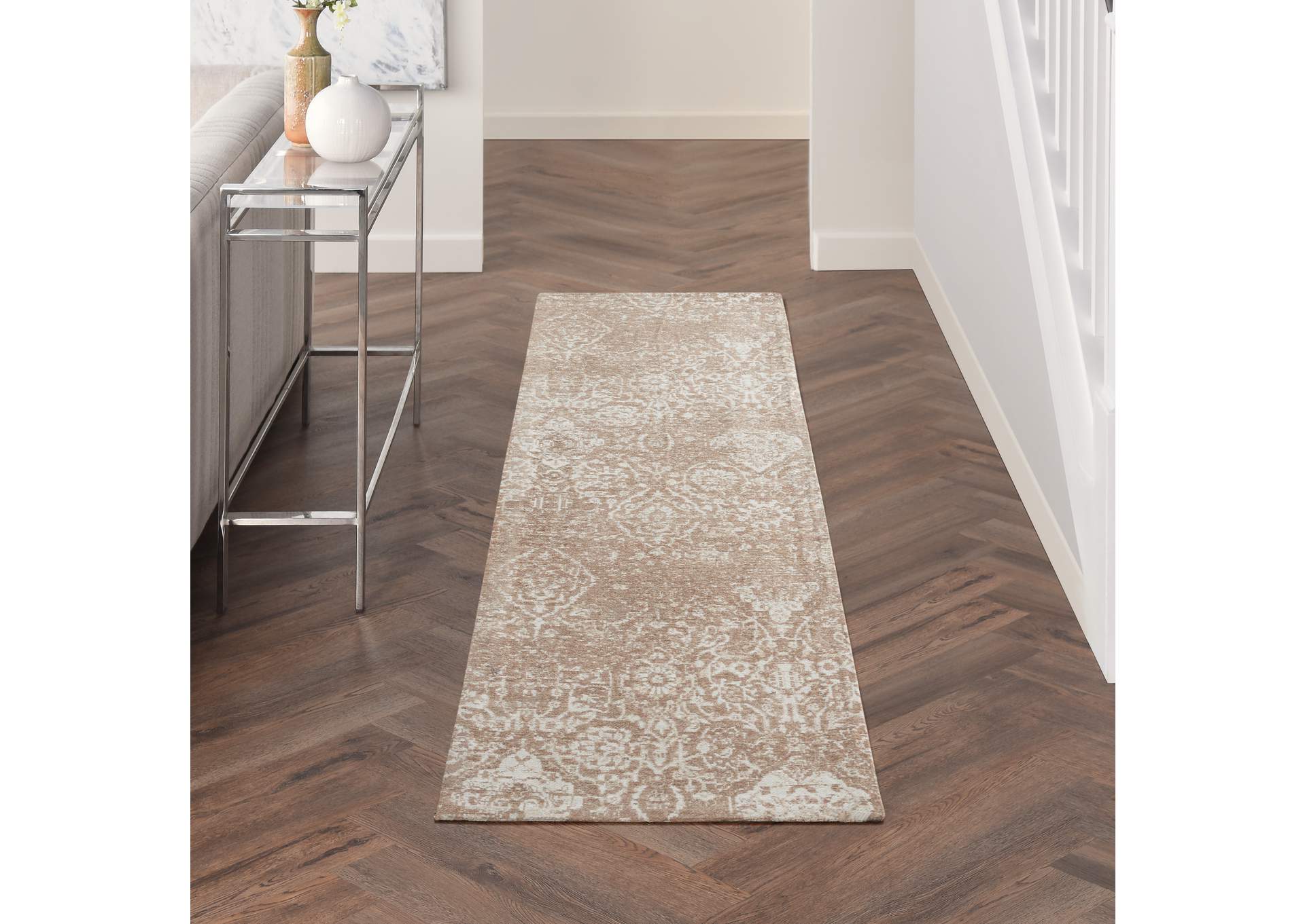 Nourison Damask 8' Runner Area Rug,Nourison