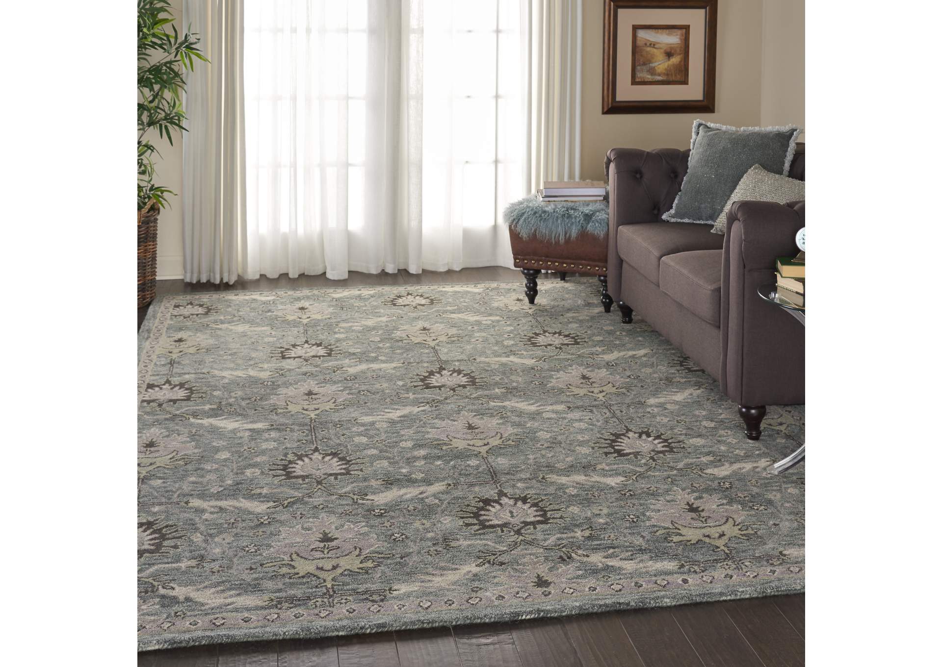 Nourison Jazmine JAZ02 Seafoam Green 8'x10' Large Wool Rug,Nourison