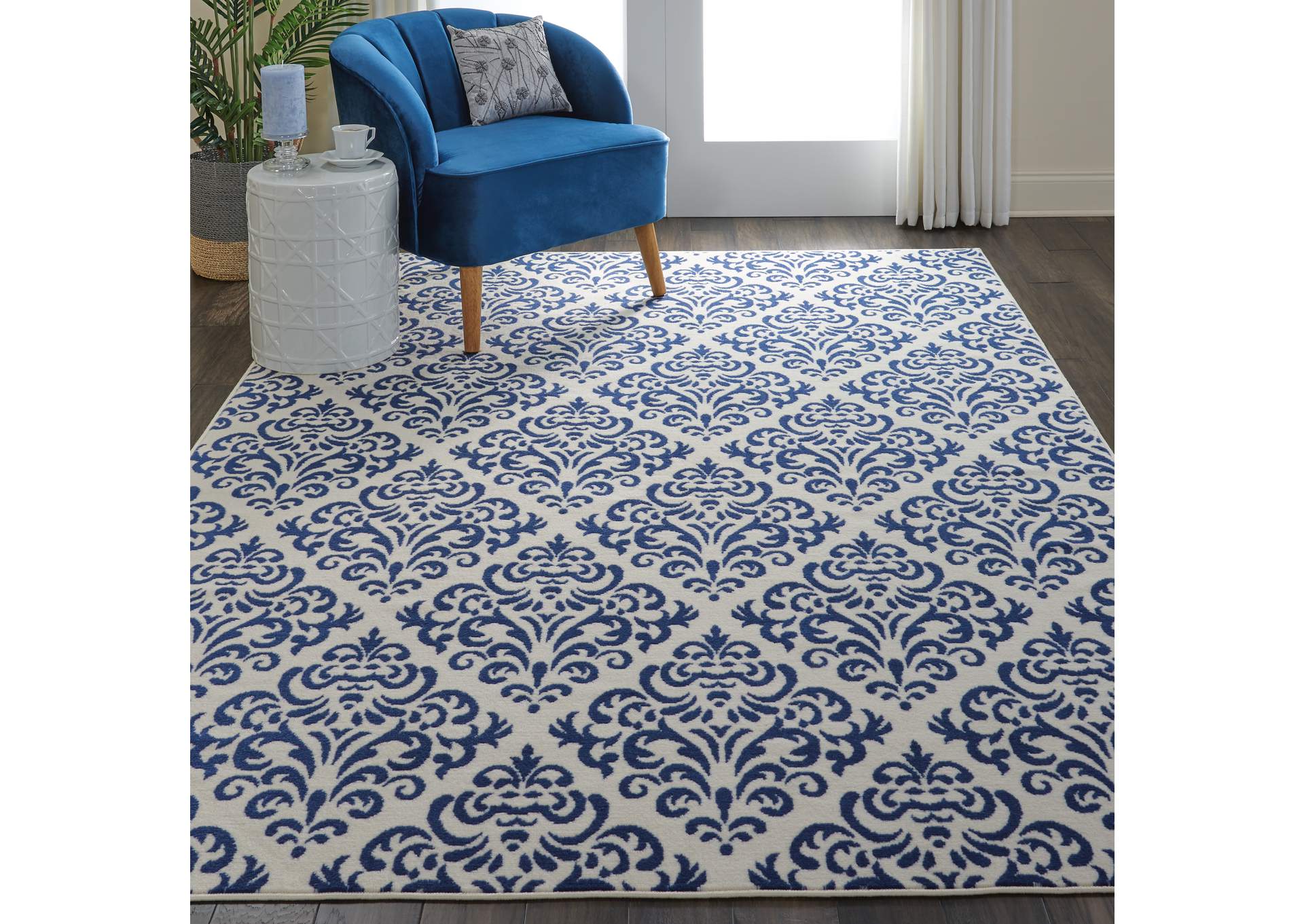 Nourison Grafix GRF06 Navy Blue and White 6'x9' Area Rug,Nourison