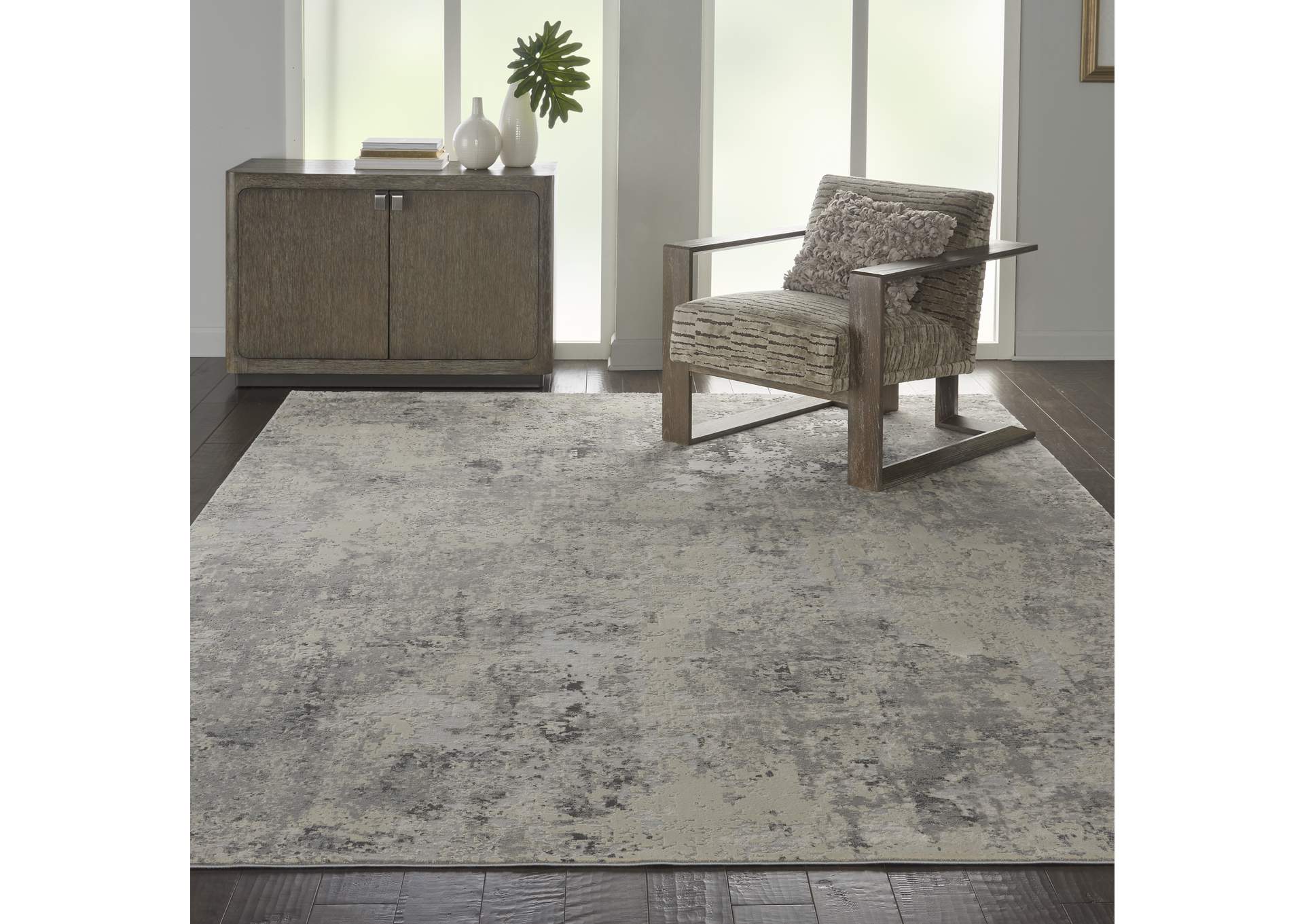 Nourison Rustic Textures RUS07 Ivory and Grey 8'x11' Large Rug,Nourison