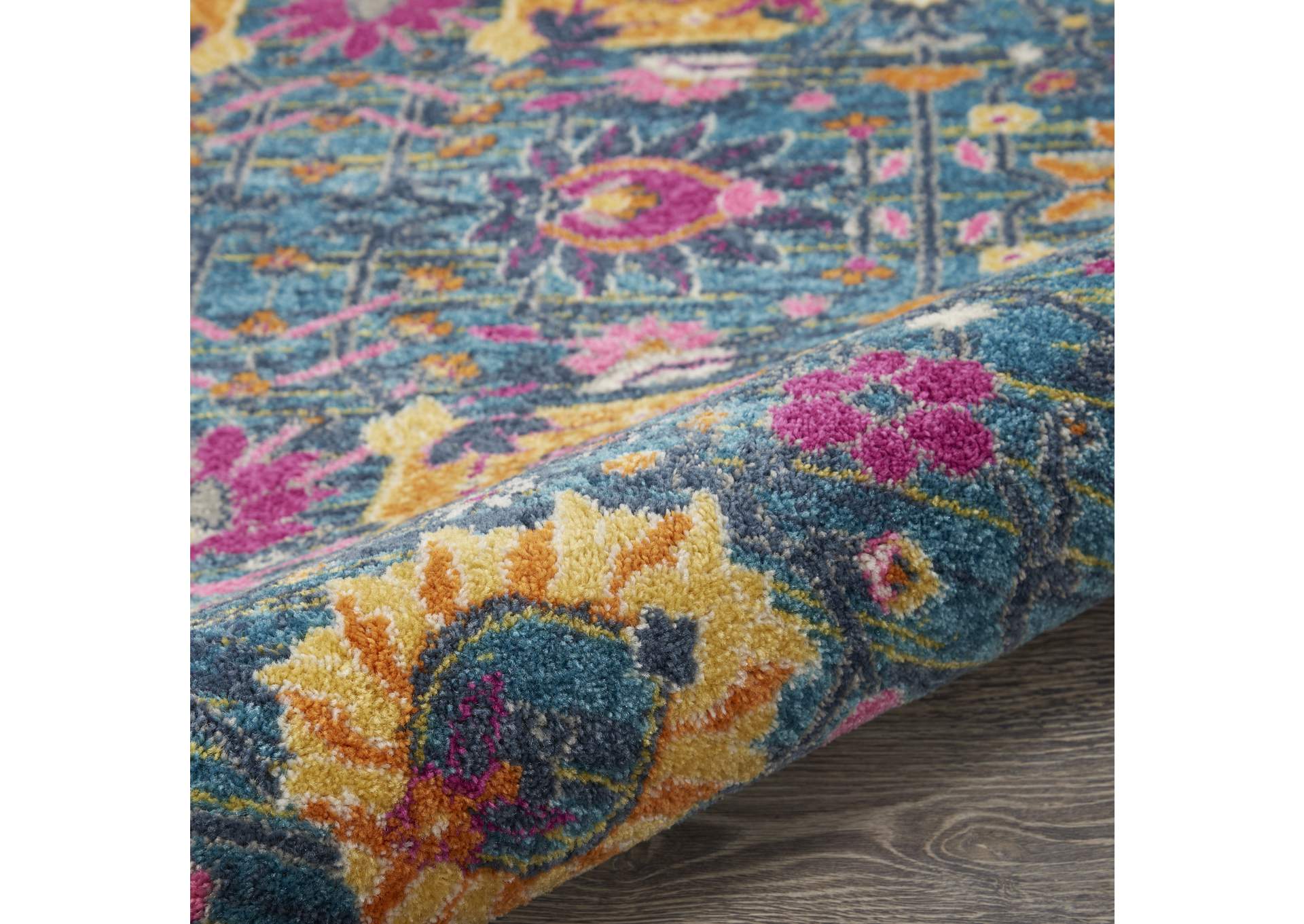 Nourison Passion PSN01 Blue Multicolor 5' Round Rug,Nourison