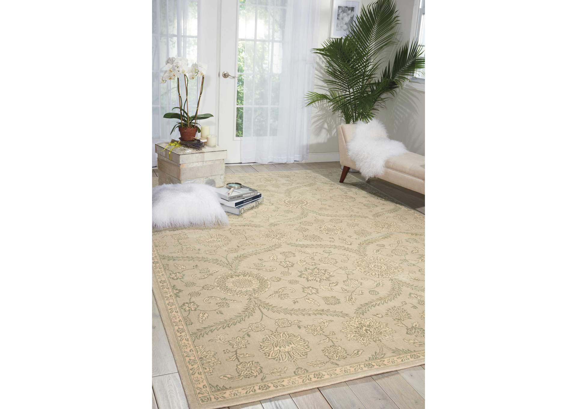 Nourison Luminance LUM04 Beige and Green 8'x11' Rug,Nourison
