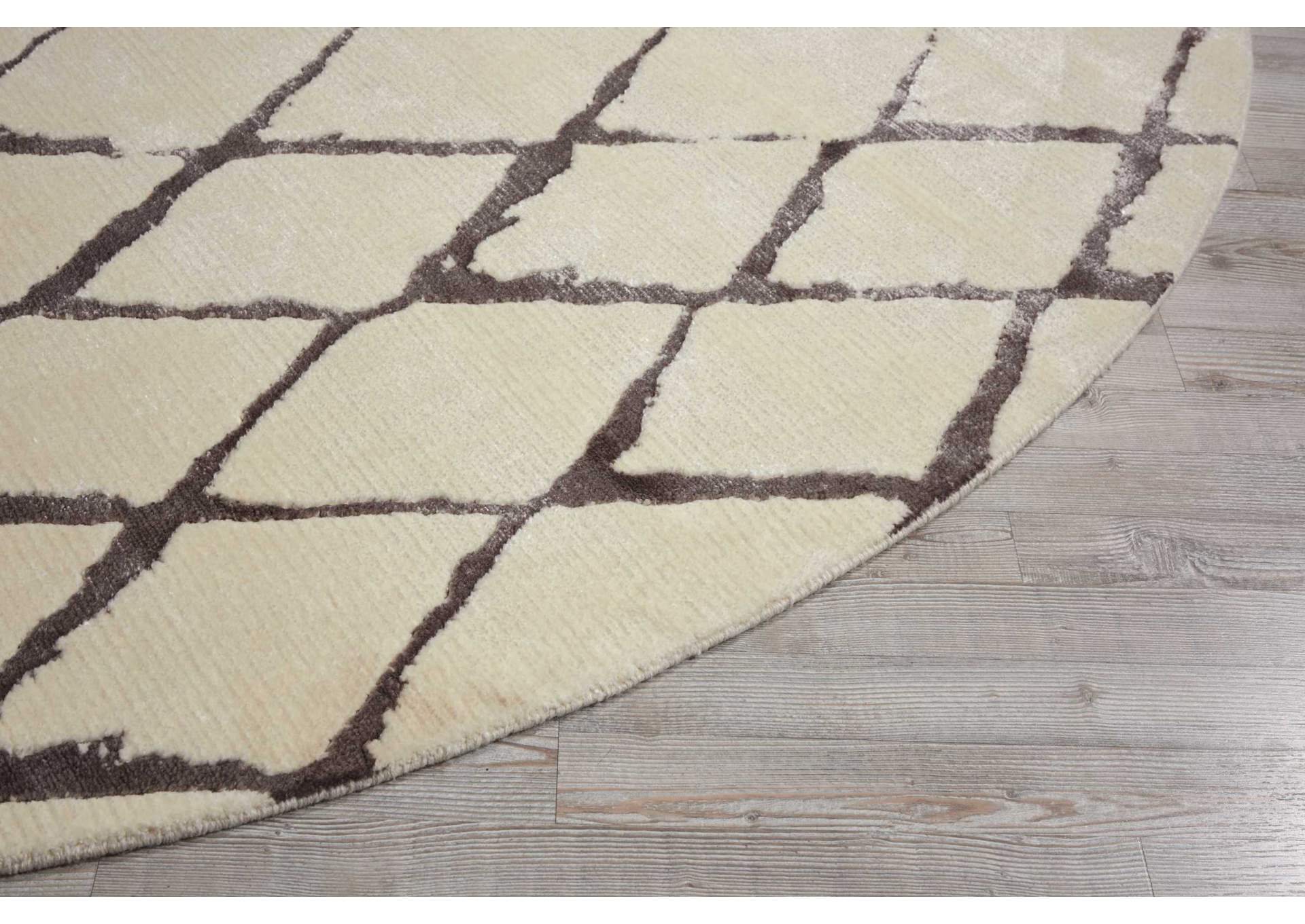 Nourison Twilight TWI15 Silver and White 8' Round Large Rug,Nourison