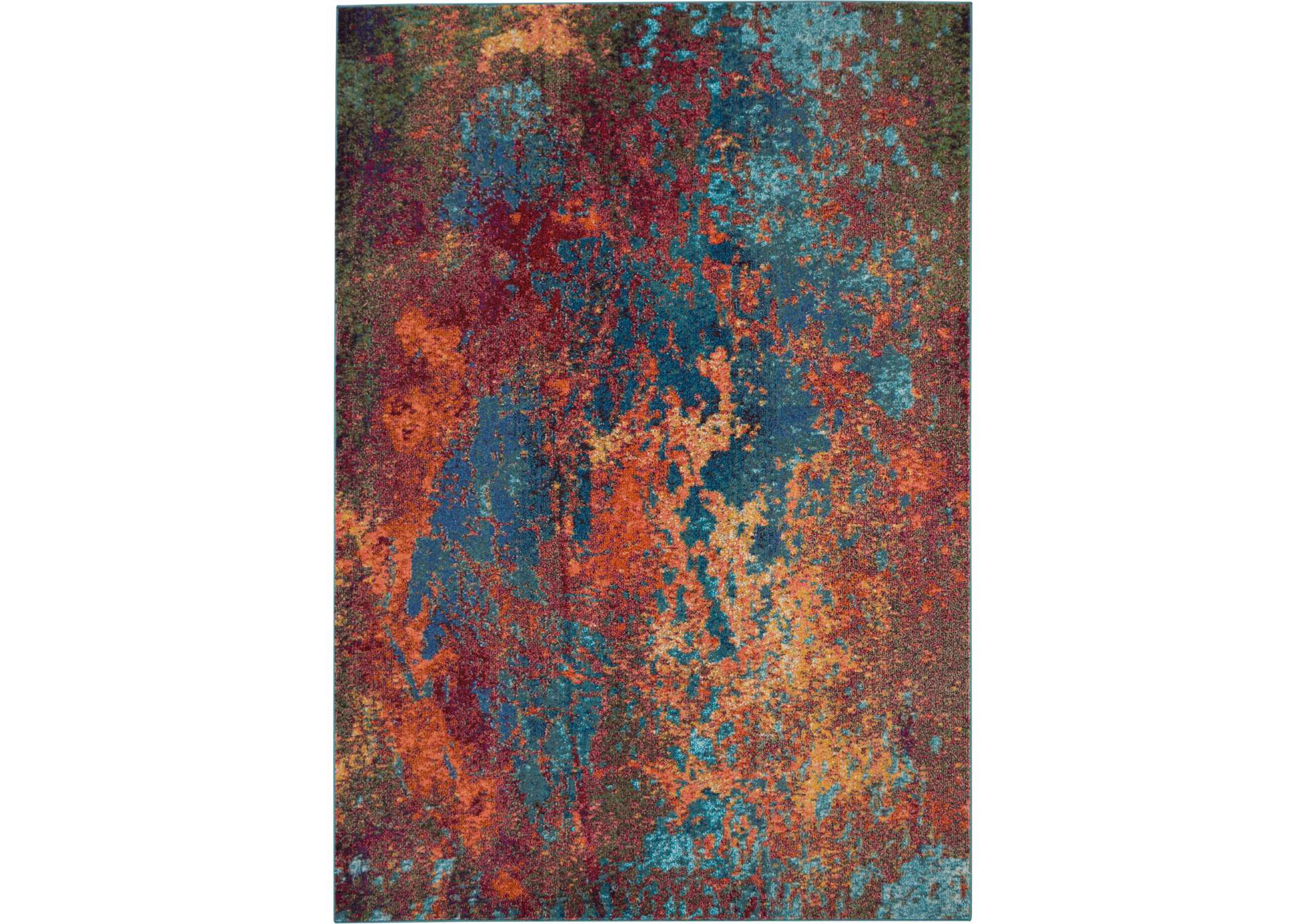 Nourison Celestial CES08 Blue and Red 7'x10' Large Rug,Nourison