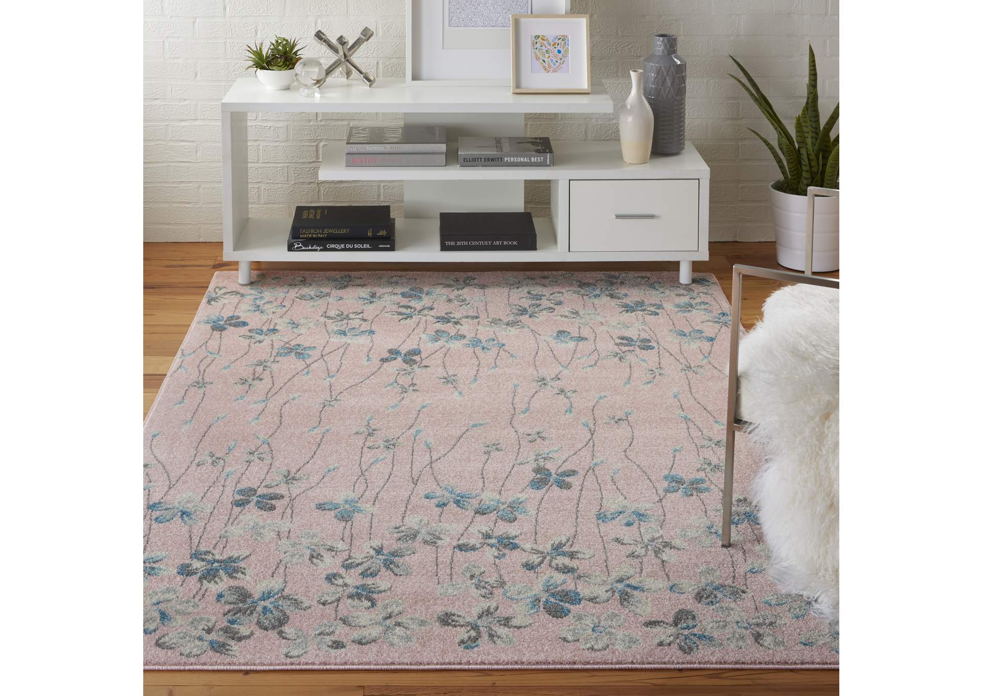 Nourison Tranquil TRA04 Pink 6'x9' Floral Area Rug,Nourison