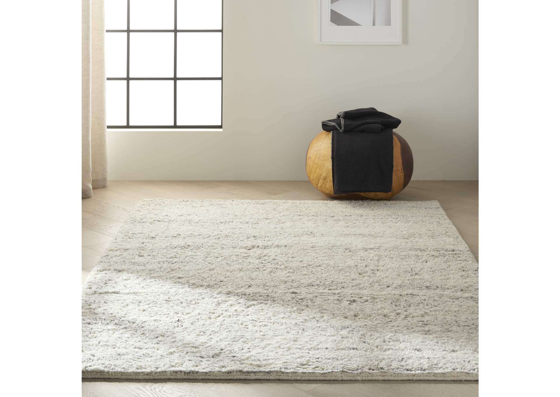 Calvin Klein Agadir 5' x 7' Grey Ribbed Shag Area Rug,Nourison