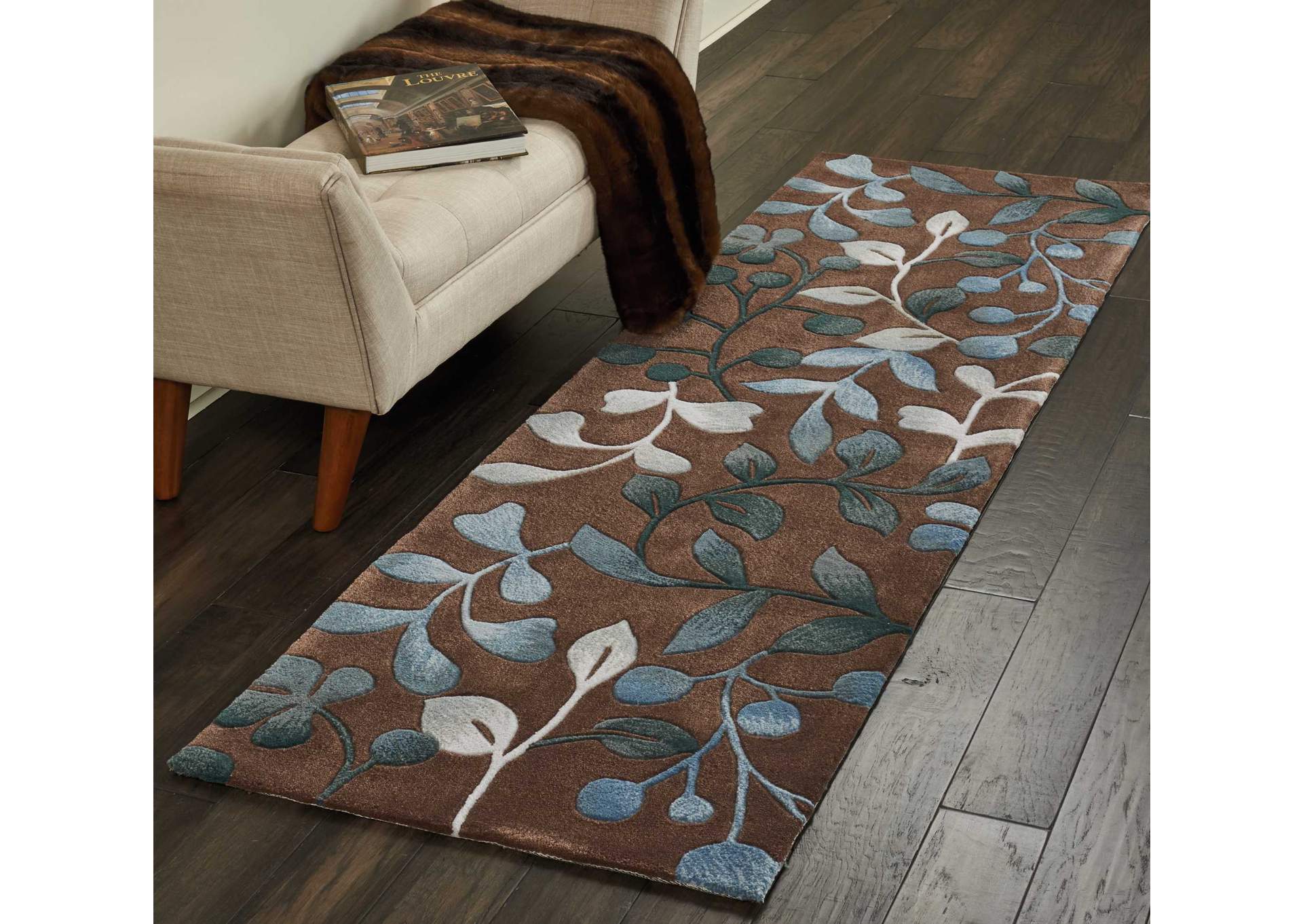 Nourison Contour CON02 Brown 8' Runner Hallway Rug,Nourison