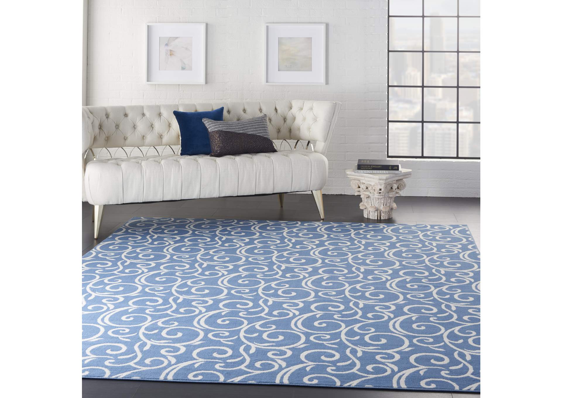 Nourison Grafix GRF19 Blue 8'x10' Large Rug,Nourison