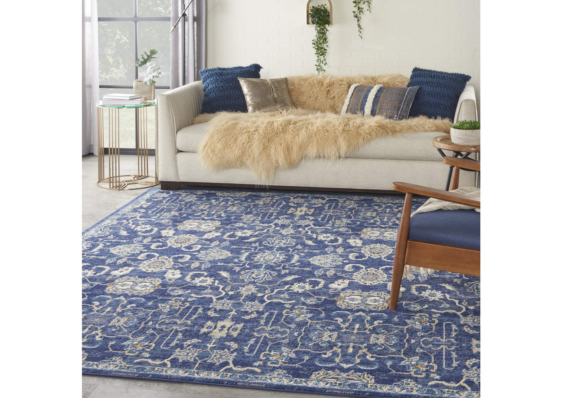 Nourison Grafix GRF24 Navy Blue 8'x10' Large Rug,Nourison
