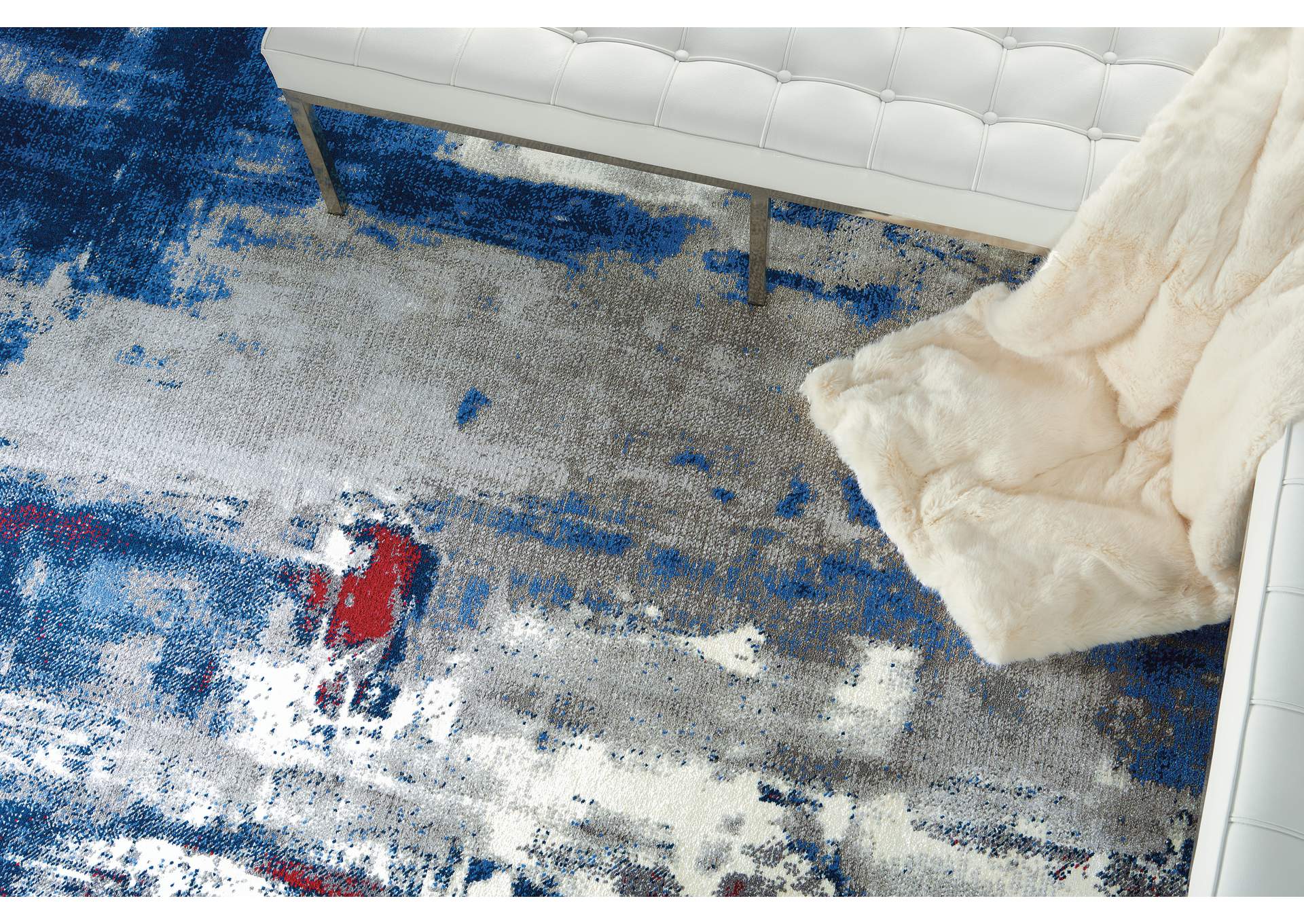 Nourison Twilight TWI20 Grey and Blue 8'x10' Large Rug,Nourison