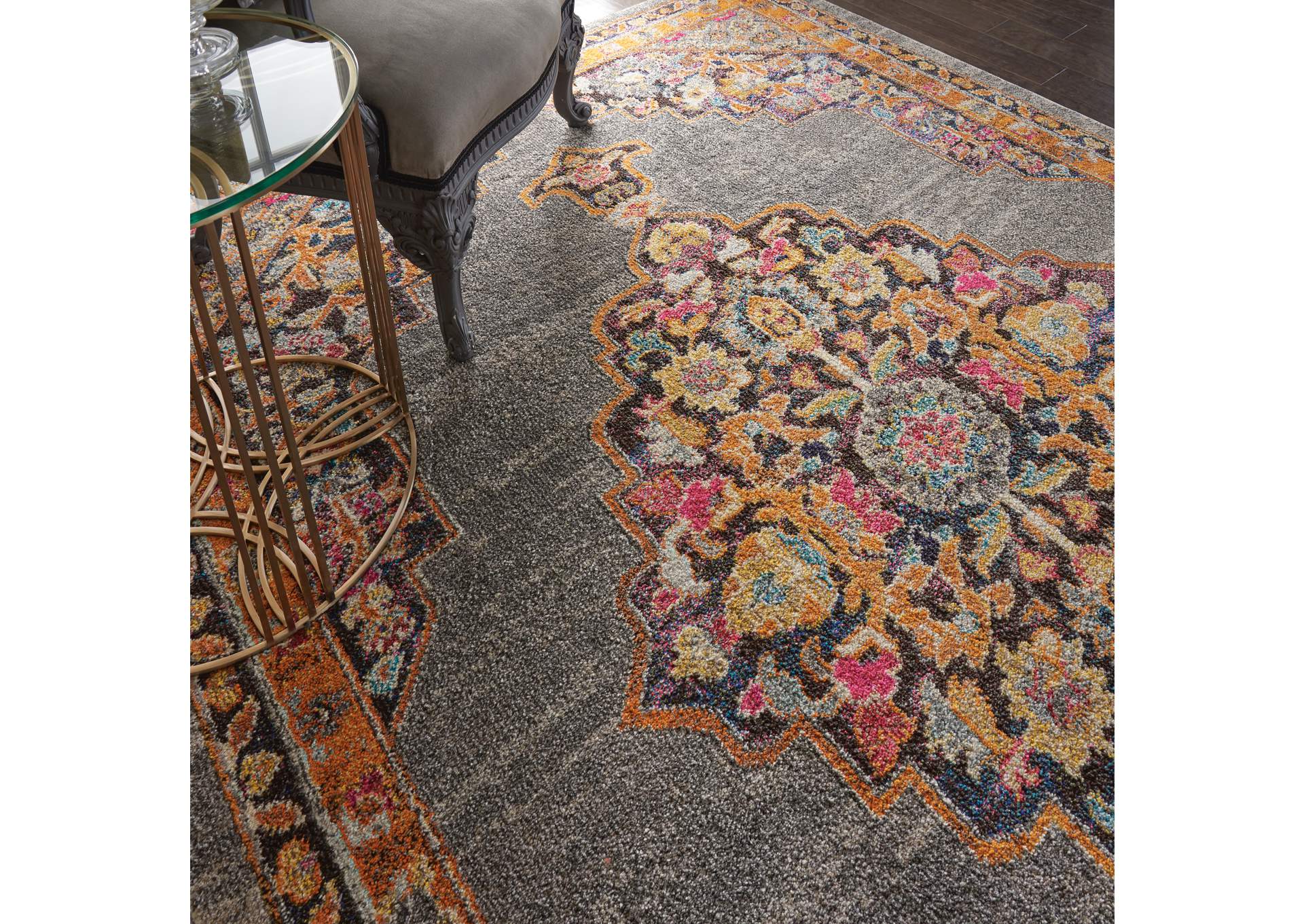 Nourison Passionate PST01 Grey Multicolor 7'x10' Large Rug,Nourison