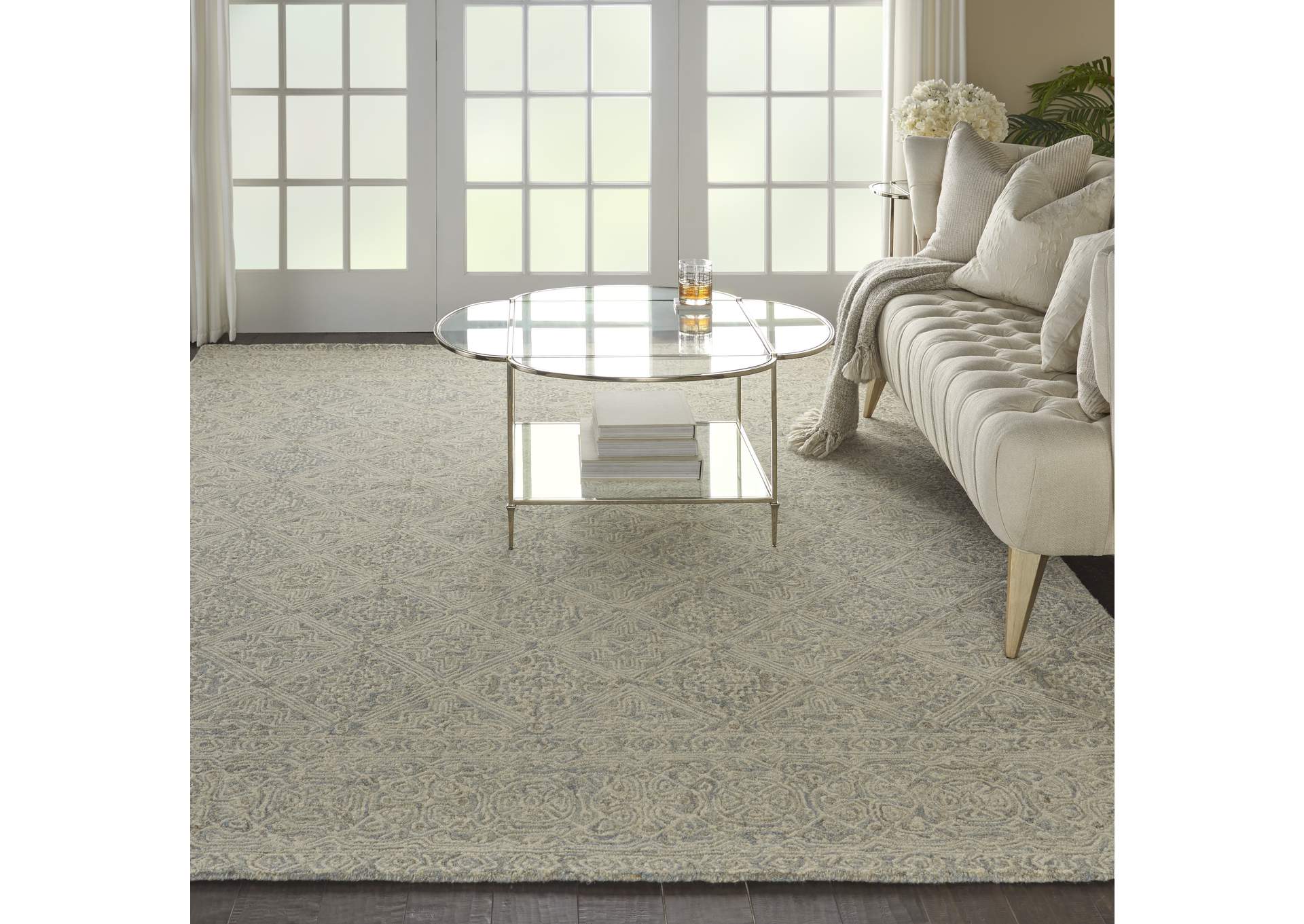 Nourison Azura AZM01 Light Blue and White 8'x11' Oversized Handcrafted Rug,Nourison