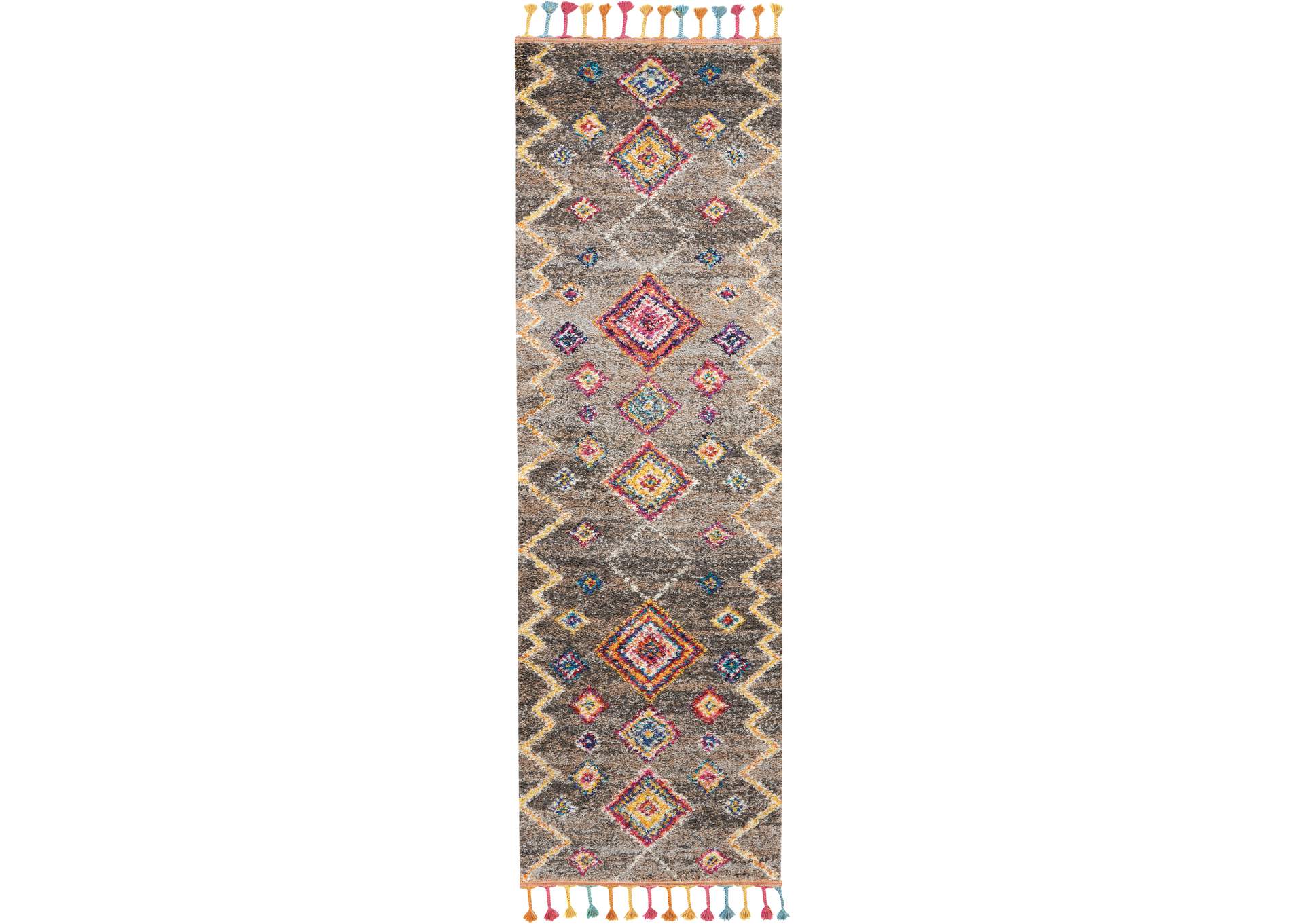 Nourison Nomad NMD05 Grey Multicolor 6' Runner Hallway Rug,Nourison