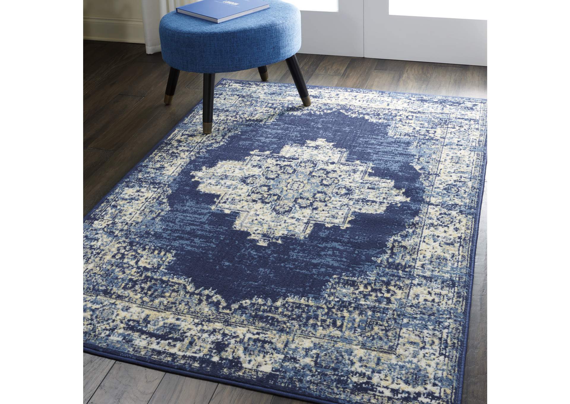 Nourison Grafix GRF14 Blue 5'x7' Area Rug,Nourison