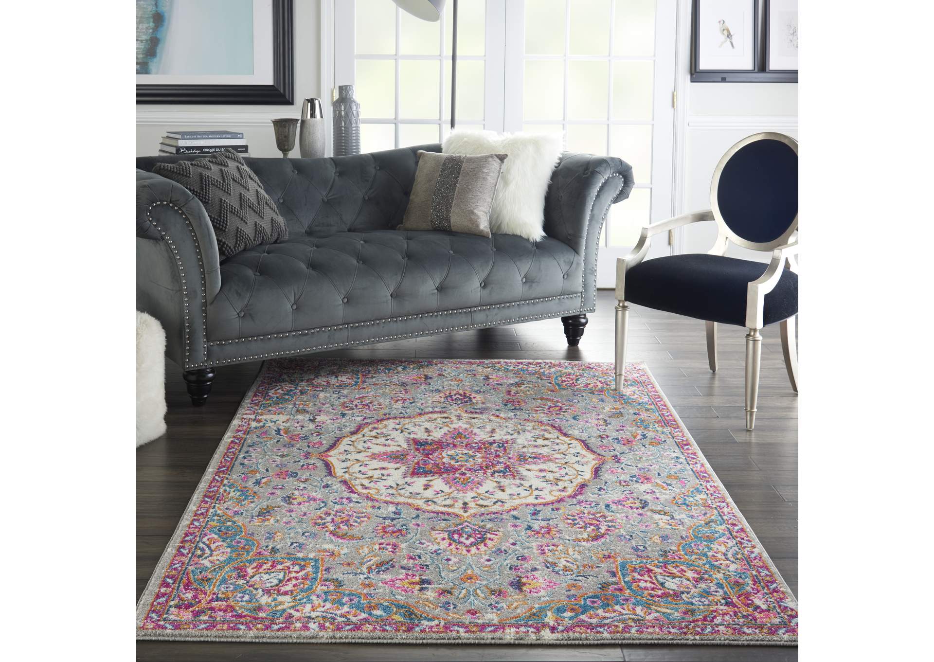 Nourison Passion Bohemian Grey Multi Colored Area Rug,Nourison
