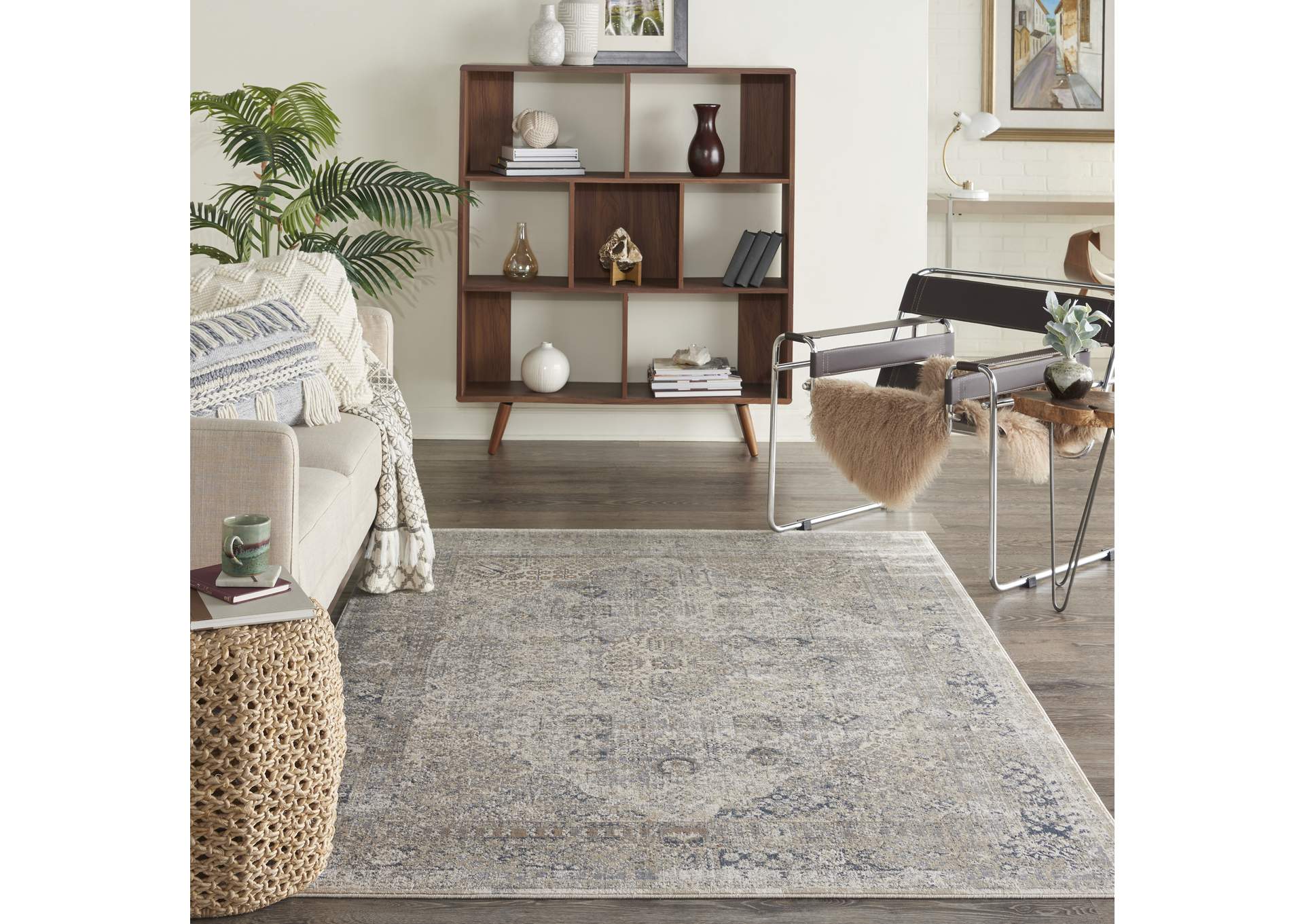 kathy ireland Home Malta MAI01 Blue and Ivory 5'x8' Area Rug,Nourison