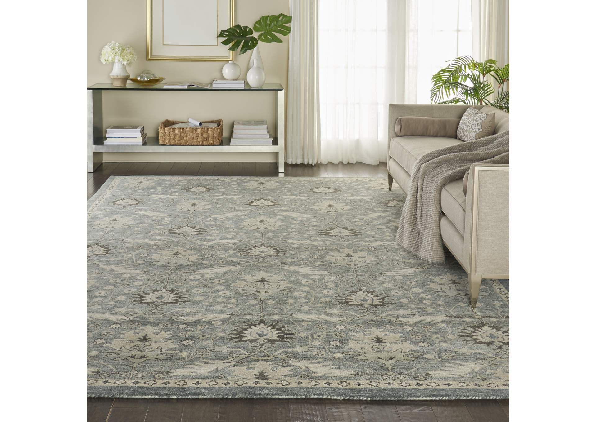 Nourison Jazmine JAZ02 Seafoam Green 9'x12' Oversized Wool Rug,Nourison