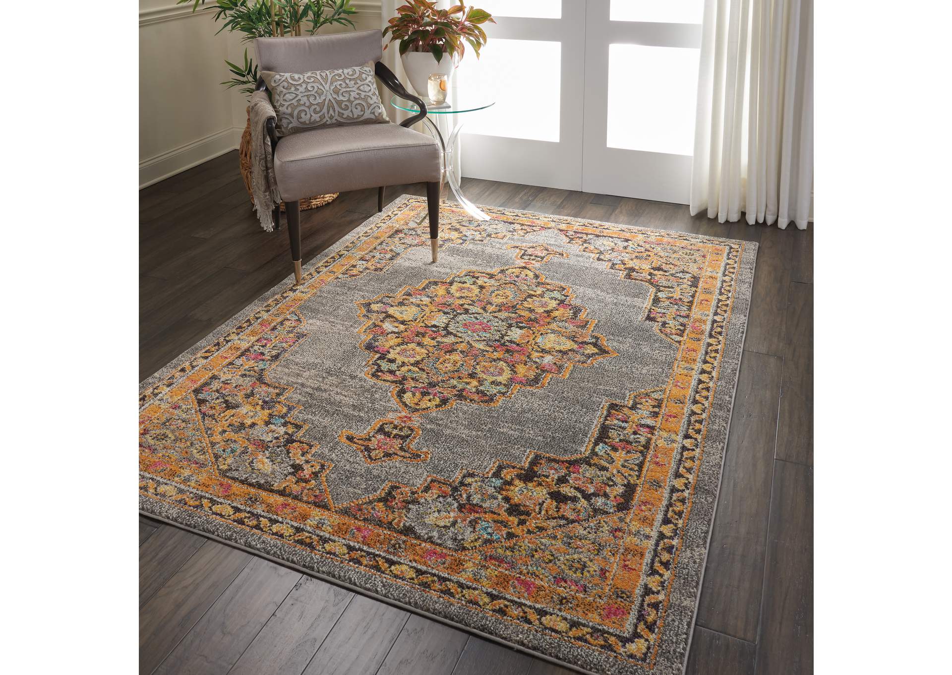 Nourison Passionate PST01 Grey Multicolor 5'x7' Persian Area Rug,Nourison