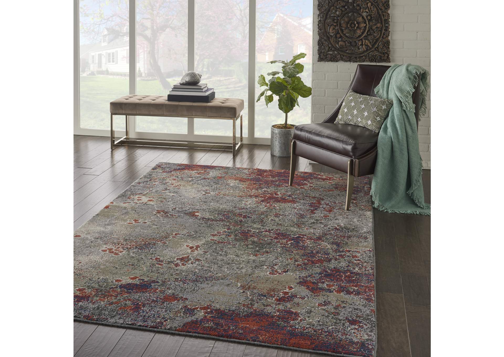 Nourison Artworks ATW02 Grey Multicolor 6'x8' Abstract Area Rug,Nourison