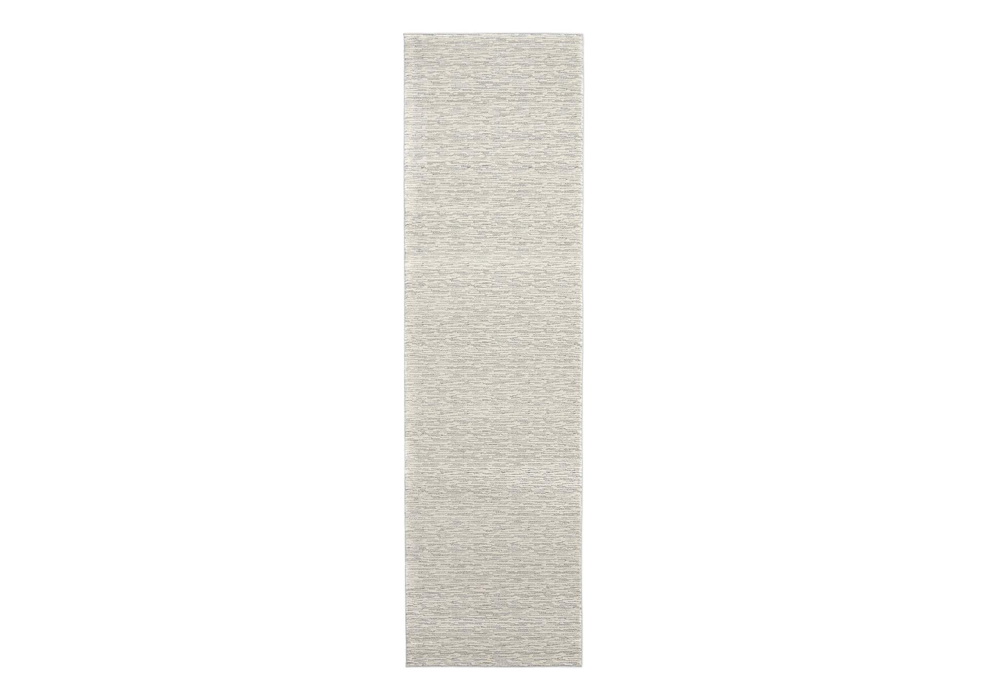 Calvin Klein Jackson CK781 Ivory and Grey 8' Runner Striated Hallway Rug,Nourison