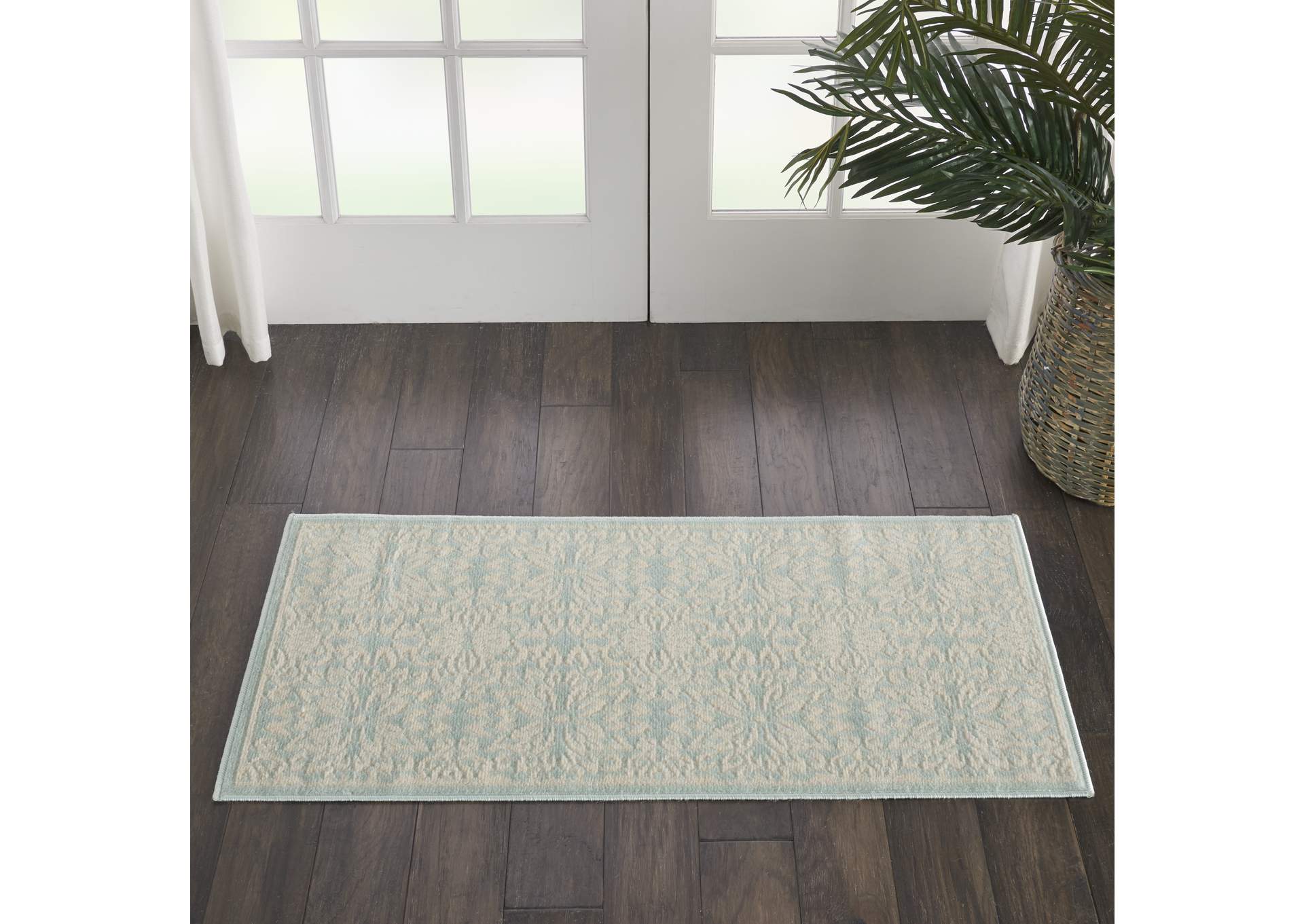 Nourison Jubilant 2' x 4' Small Aqua Floral Area Rug,Nourison