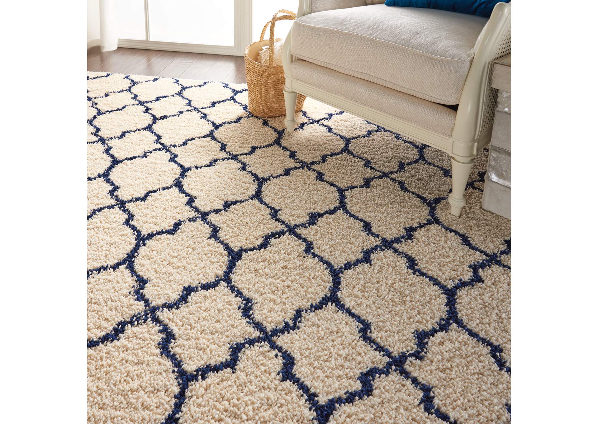 Nourison Amore AMOR2 Blue and Ivory 8'x11' Rug,Nourison