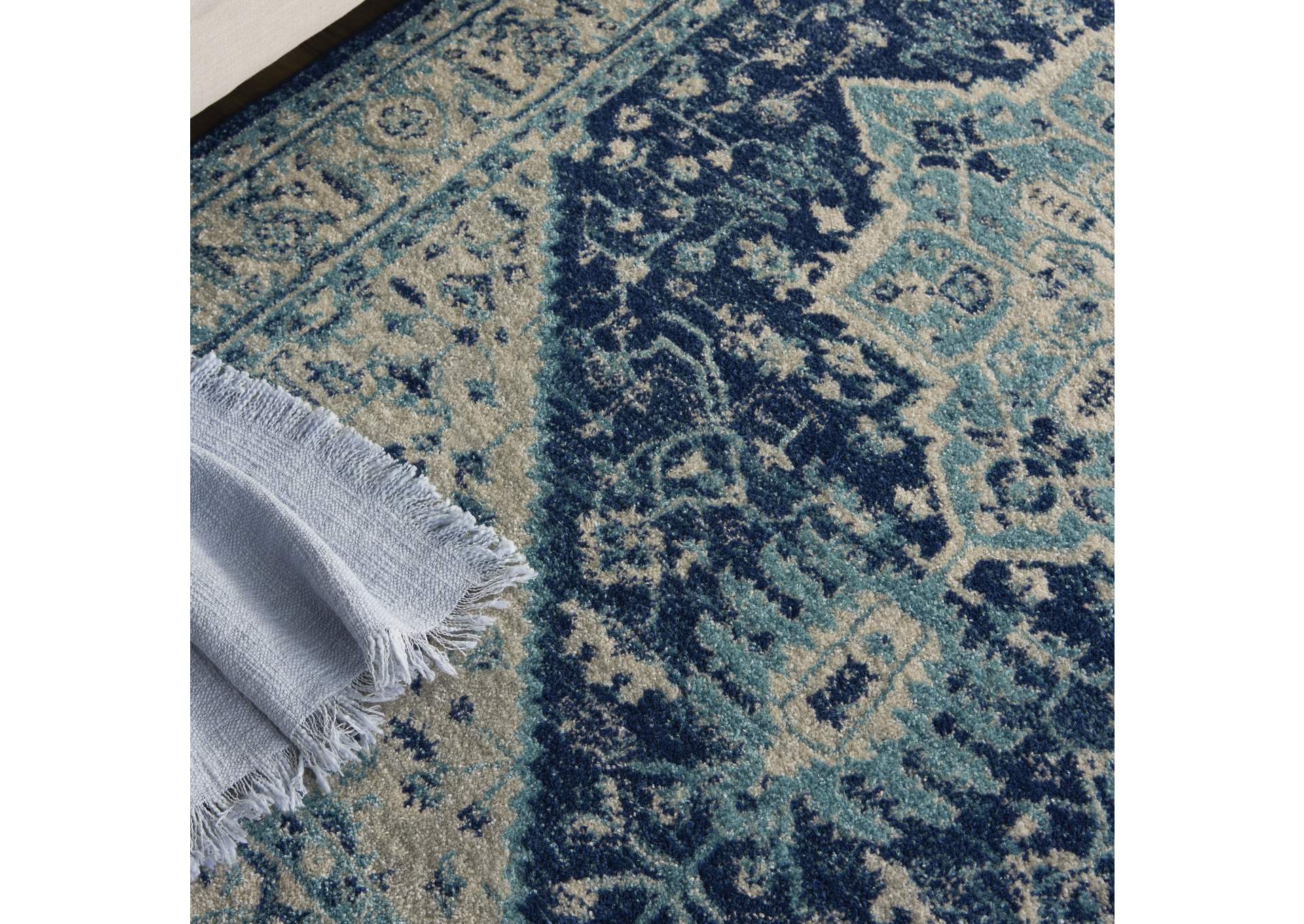 Nourison Tranquil TRA06 Blue and White 6'x9' Persian Area Rug,Nourison