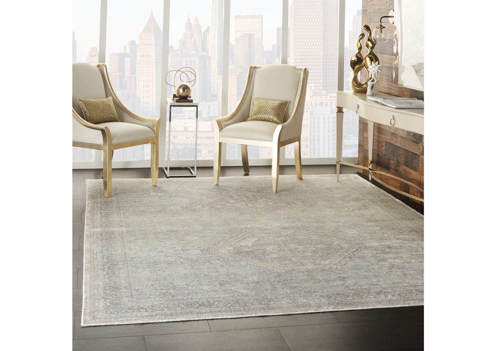 Nourison Starry Nights 10' x 13' Cream and Grey Vintage Area Rug,Nourison