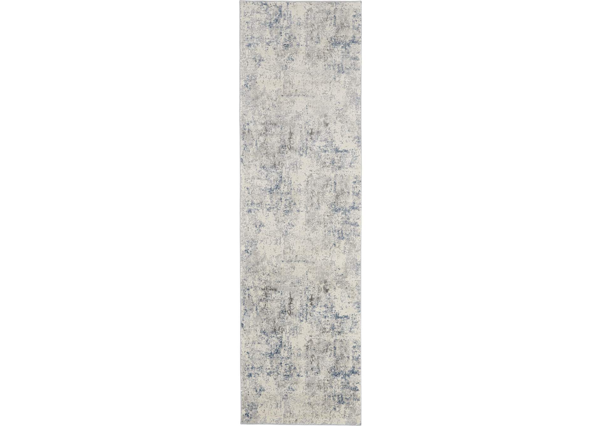 Nourison Rustic Textures RUS07 Slate Blue and Ivory 8' Runner Hallway Rug,Nourison