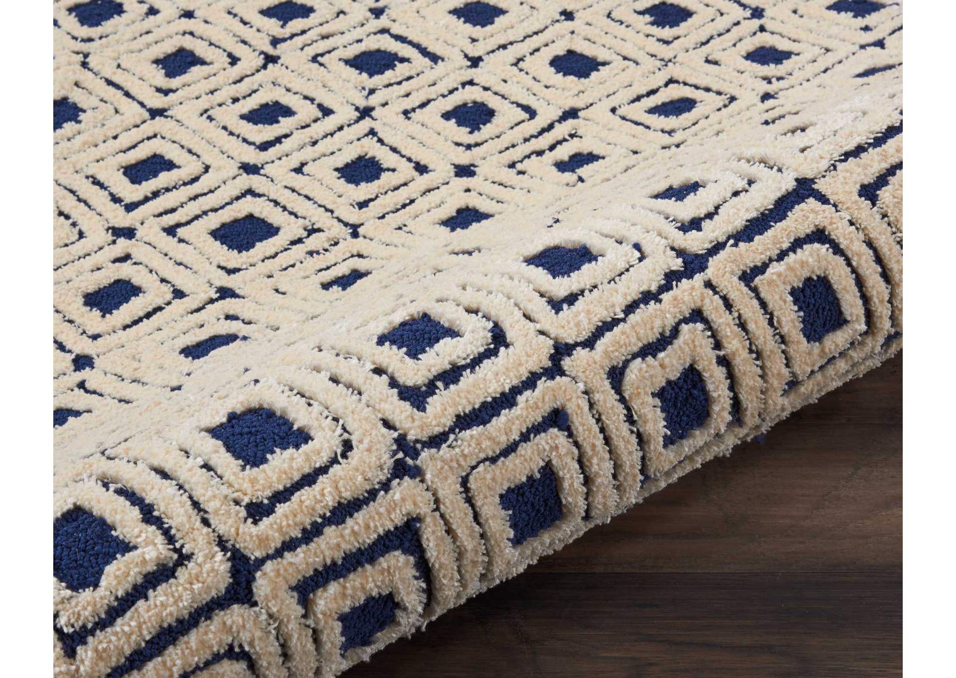 Nourison Deco Mod DEC02 Navy/Ivory 8' Runner Hallway Rug,Nourison