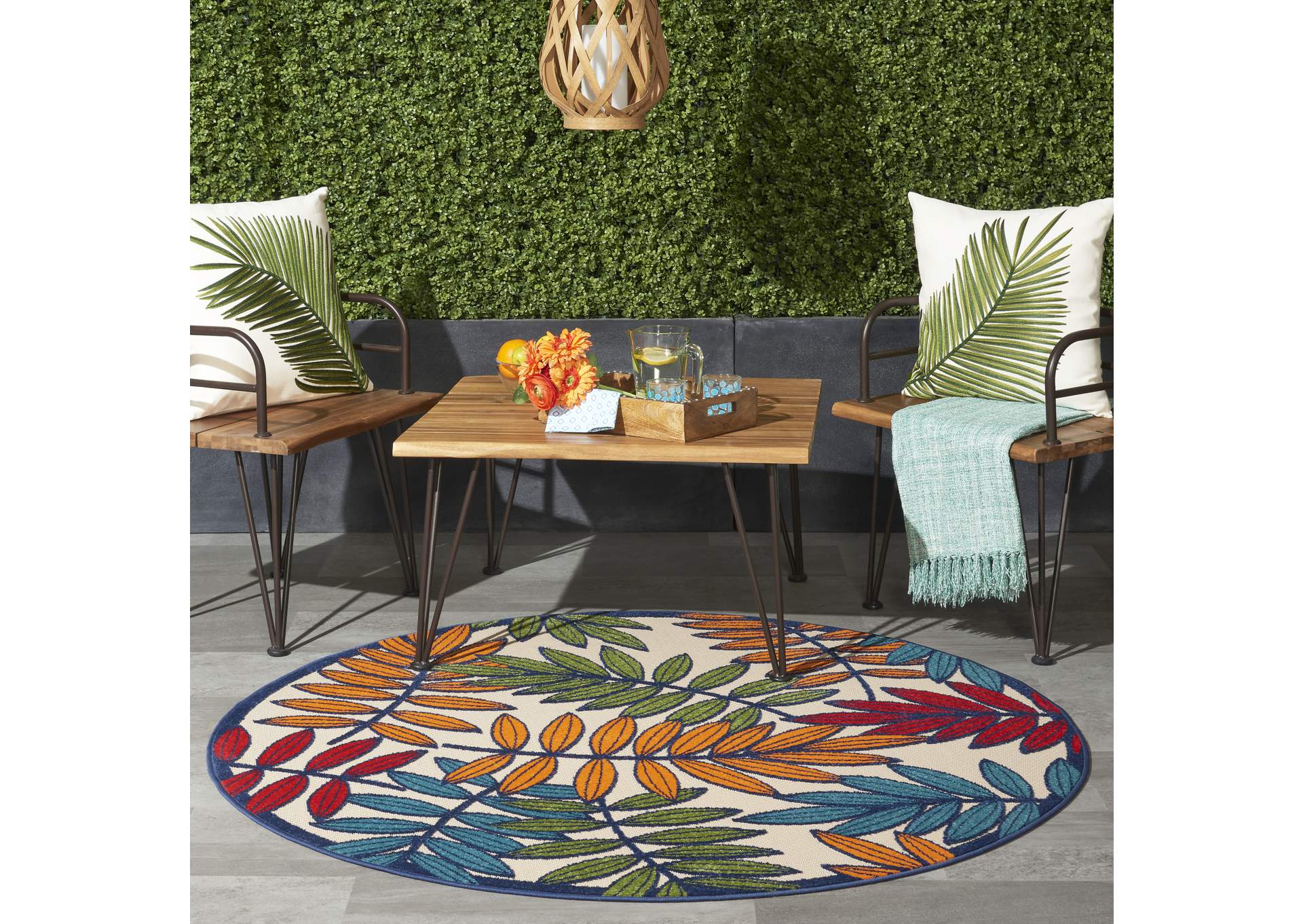 Nourison Aloha ALH18 Multicolor 4'xRound Indoor-outdoor Rug,Nourison
