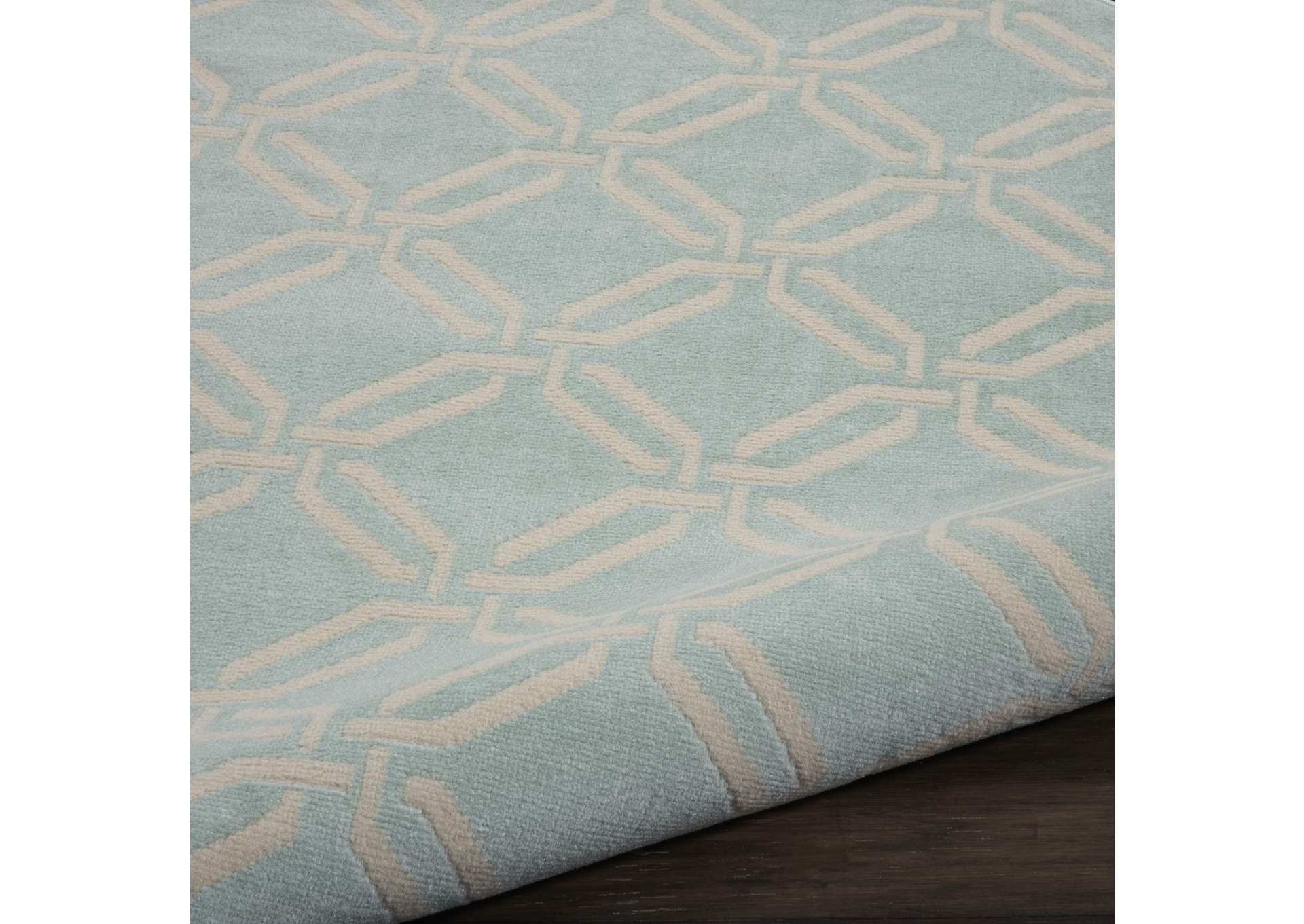 Nourison Jubilant JUB17 Aqua 5' Round Mid-century Area Rug,Nourison