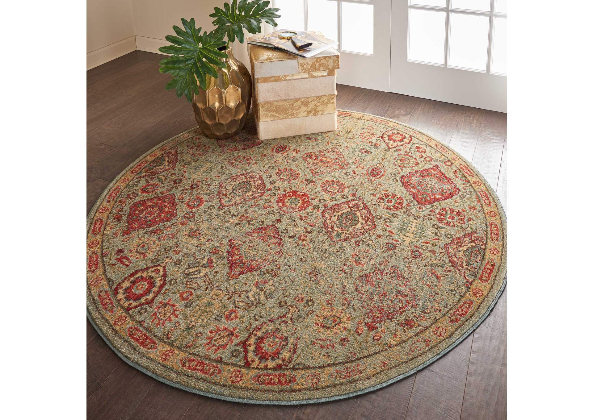 Nourison Somerset ST90 Light Green 6' Round Oriental Area Rug,Nourison