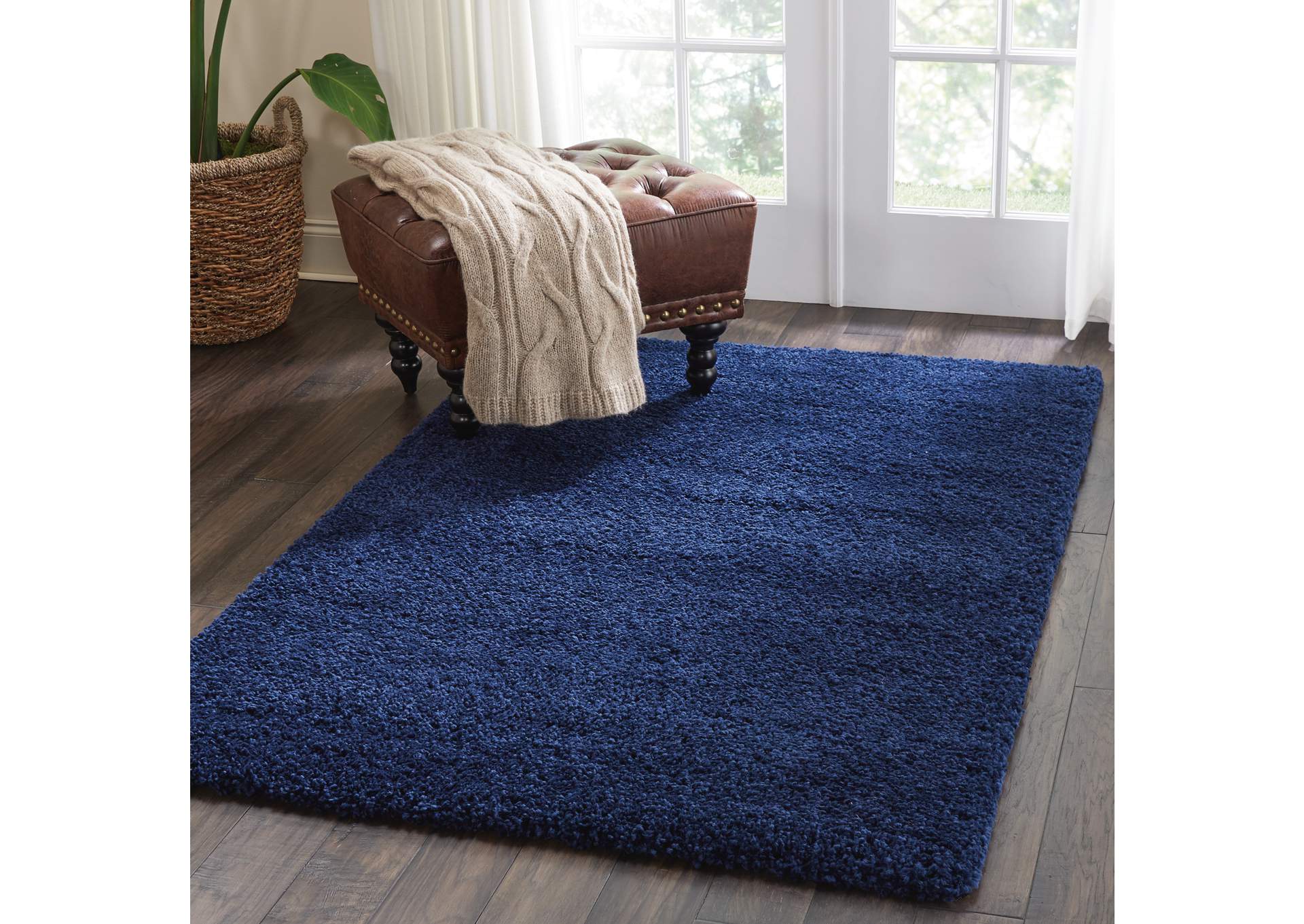 Nourison Malibu Shag MSG01 Dark Blue 4'x6' Area Rug,Nourison