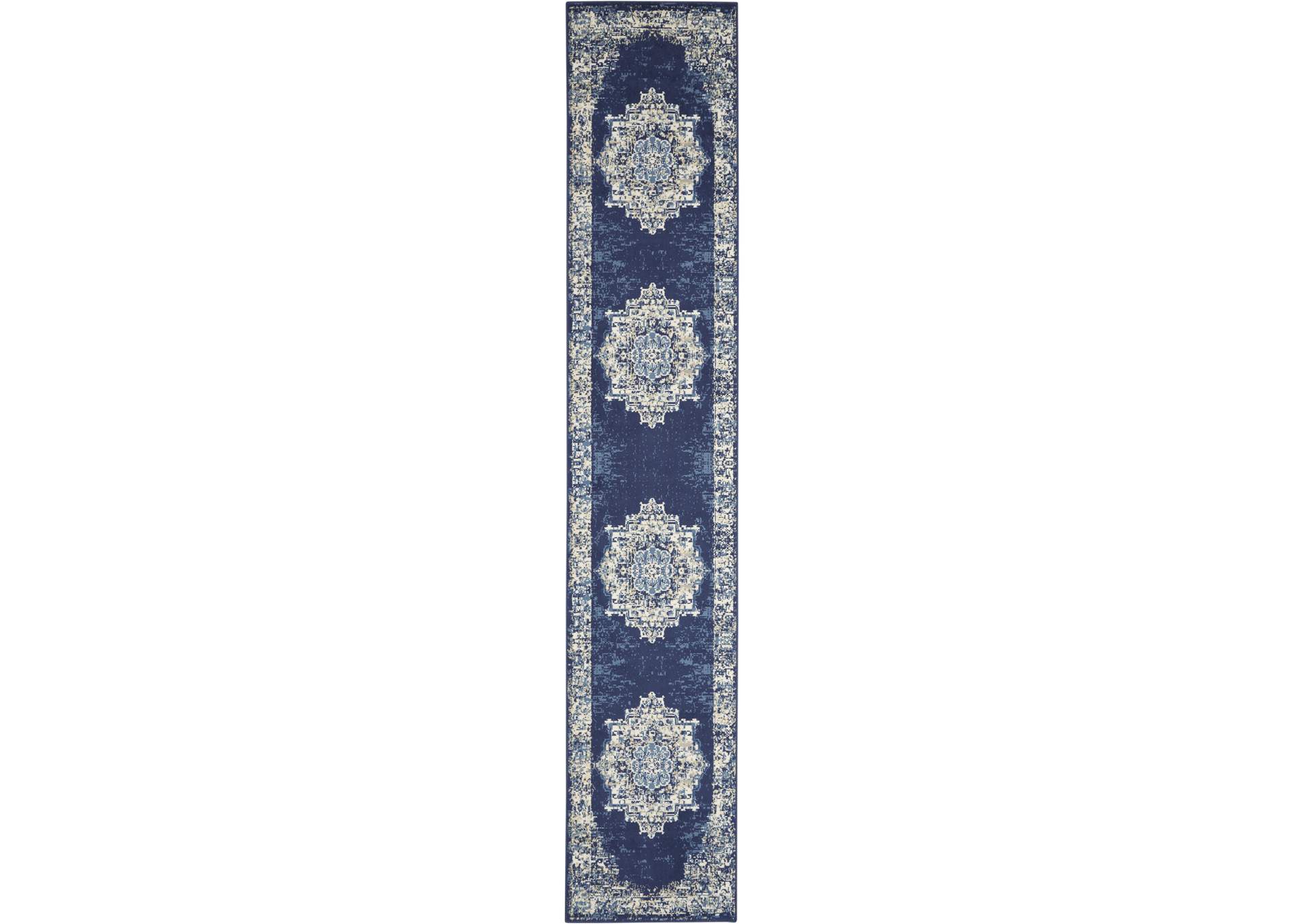Nourison Grafix GRF14 Blue 8' Runner Hallway Rug,Nourison