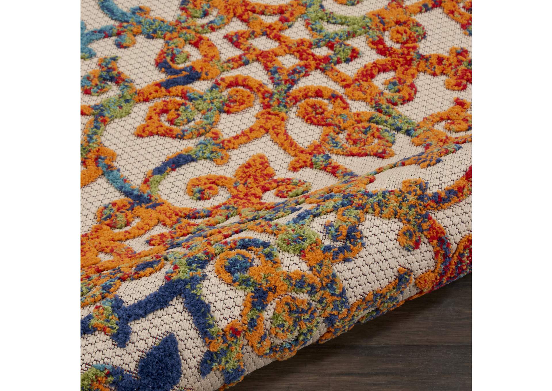 Nourison Aloha ALH21 10' Runner Multicolor Easy-care Indoor-outdoor Rug,Nourison