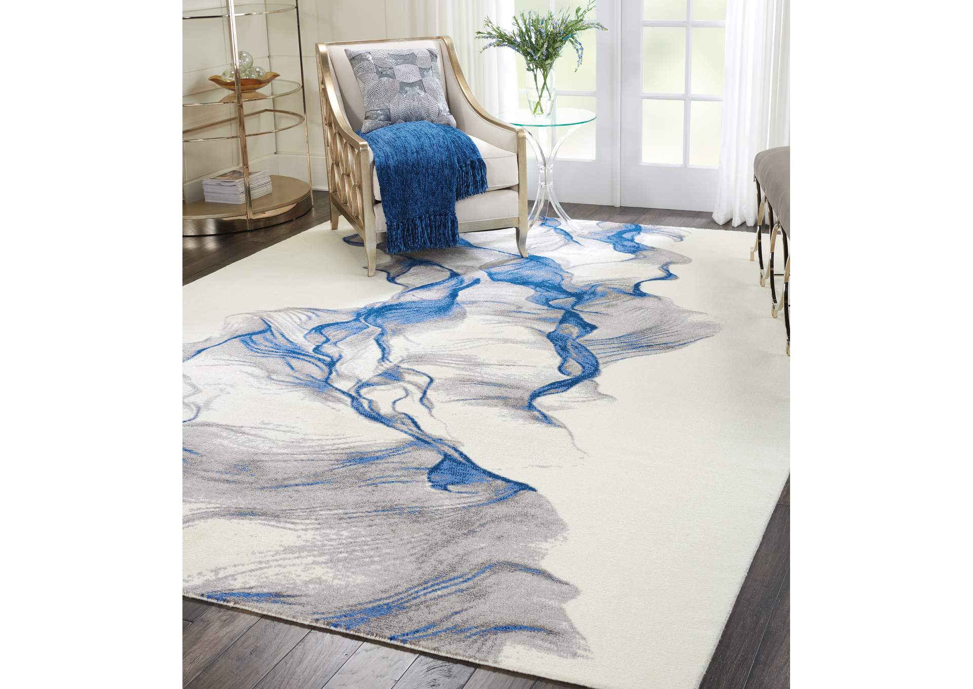 Nourison Twilight TWI27 Ivory and Blue 9'x12' Oversized Rug,Nourison
