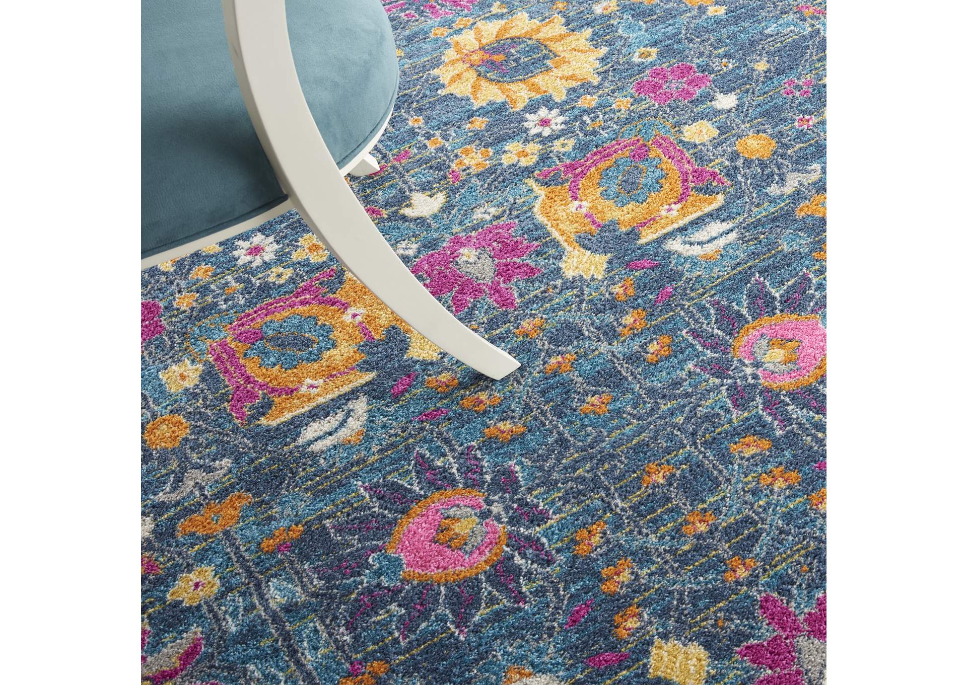 Nourison Passion PSN01 Blue Multicolor 8' Round Hallway Rug,Nourison