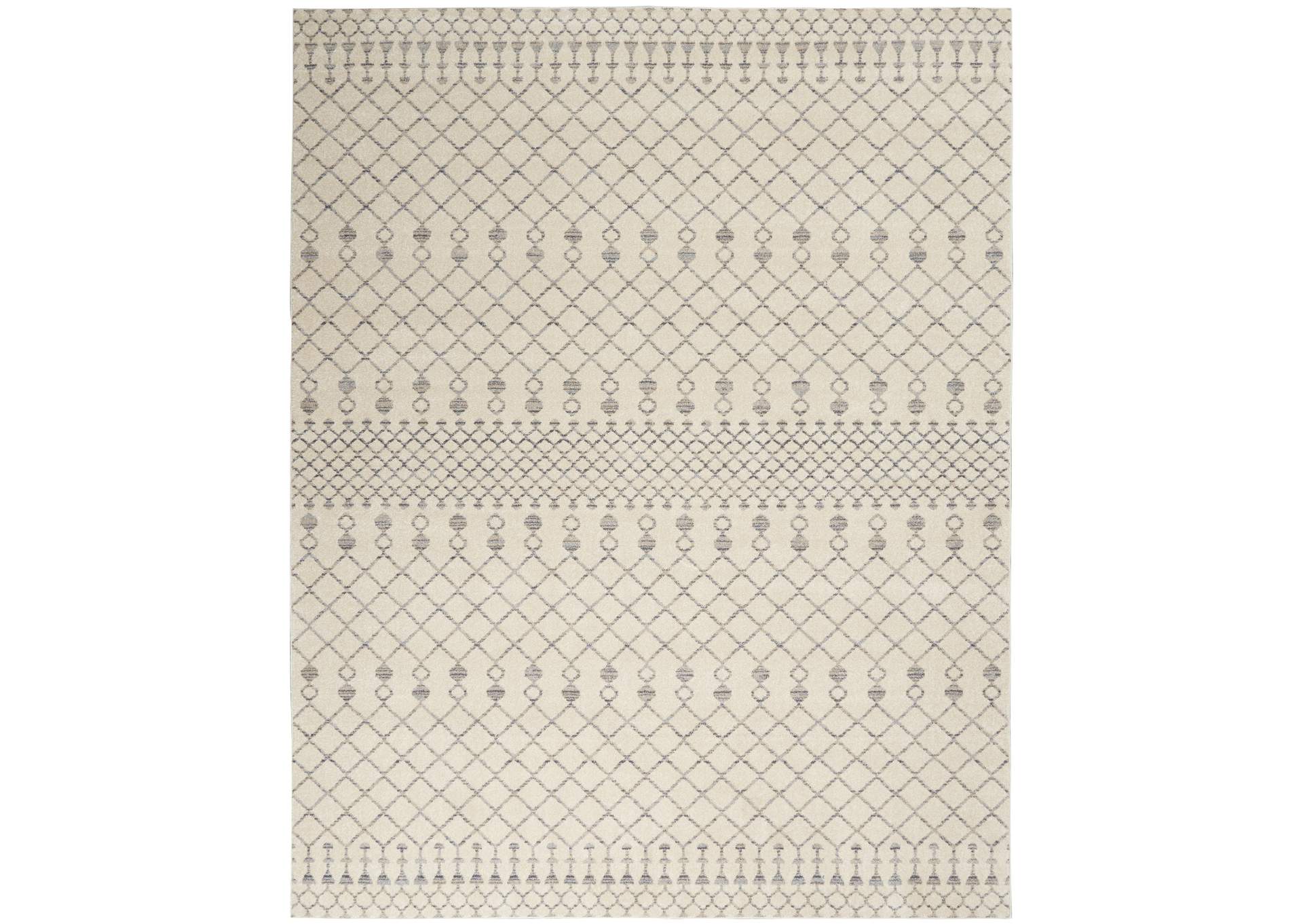 Nourison Palermo 7' x 10' Beige and Grey Distressed Bohemian Area Rug,Nourison