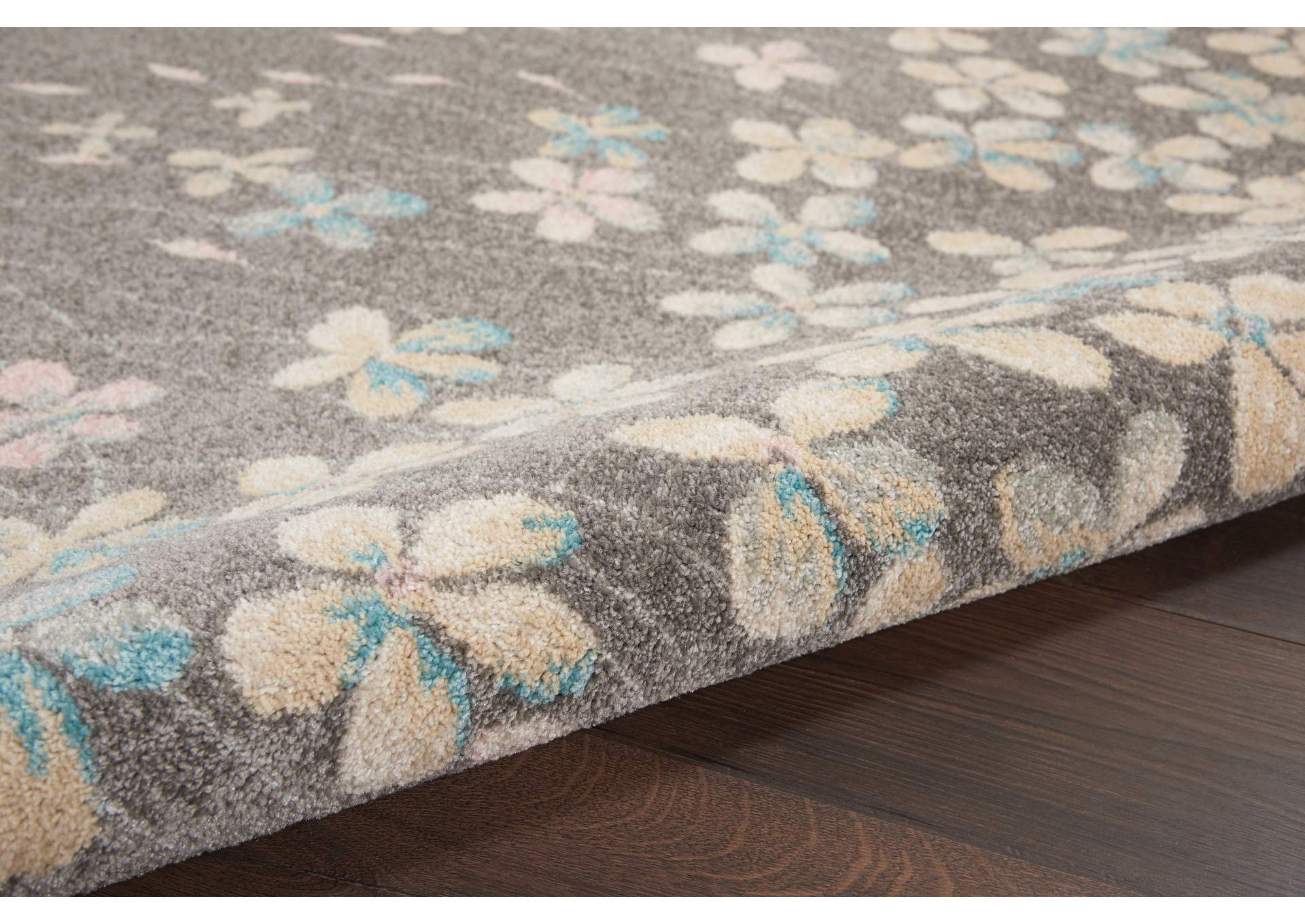 Nourison Tranquil TRA04 Grey 6'x9' Floral Area Rug,Nourison