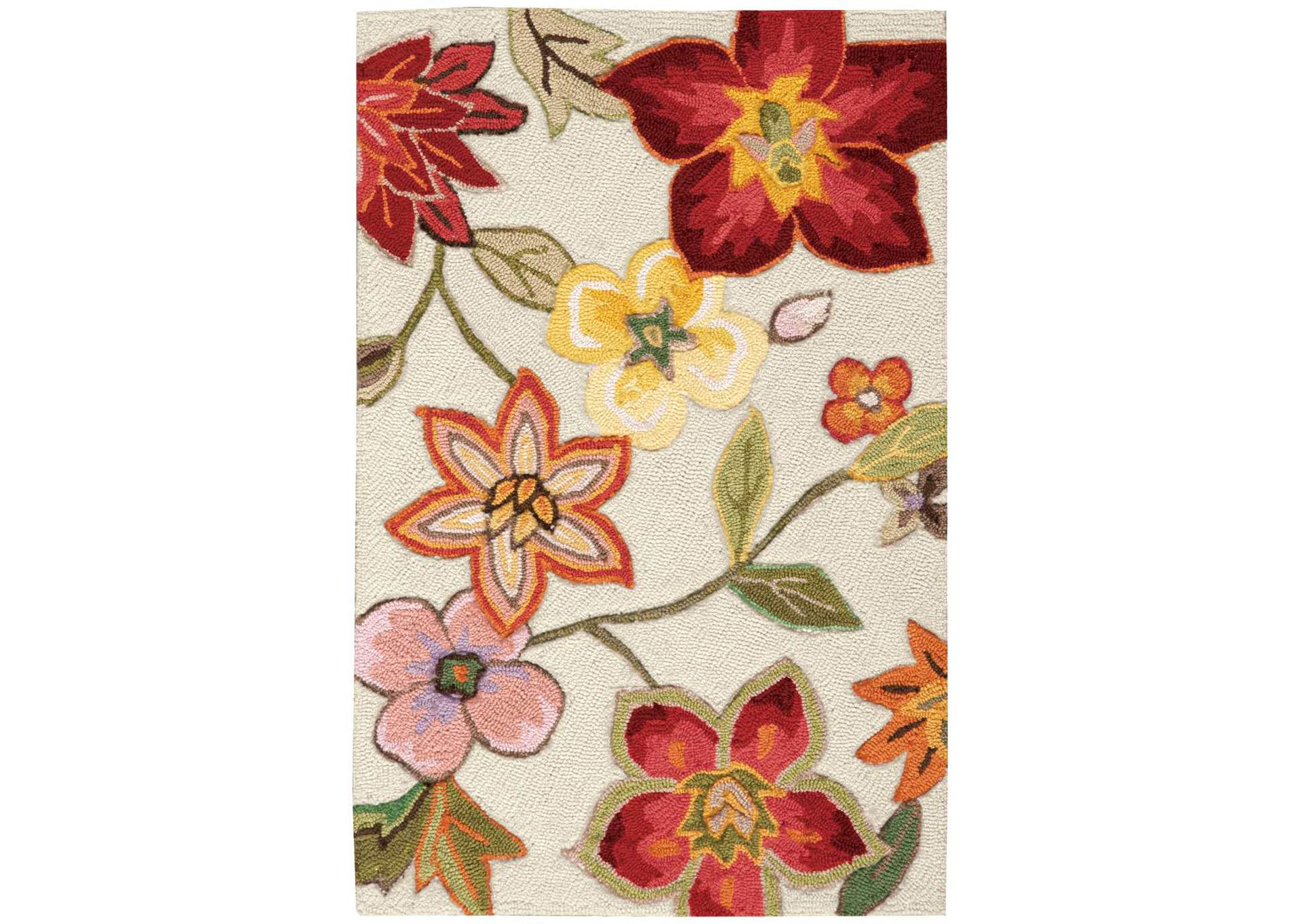 Nourison Fantasy 2'x4' White Multicolor Area Rug,Nourison