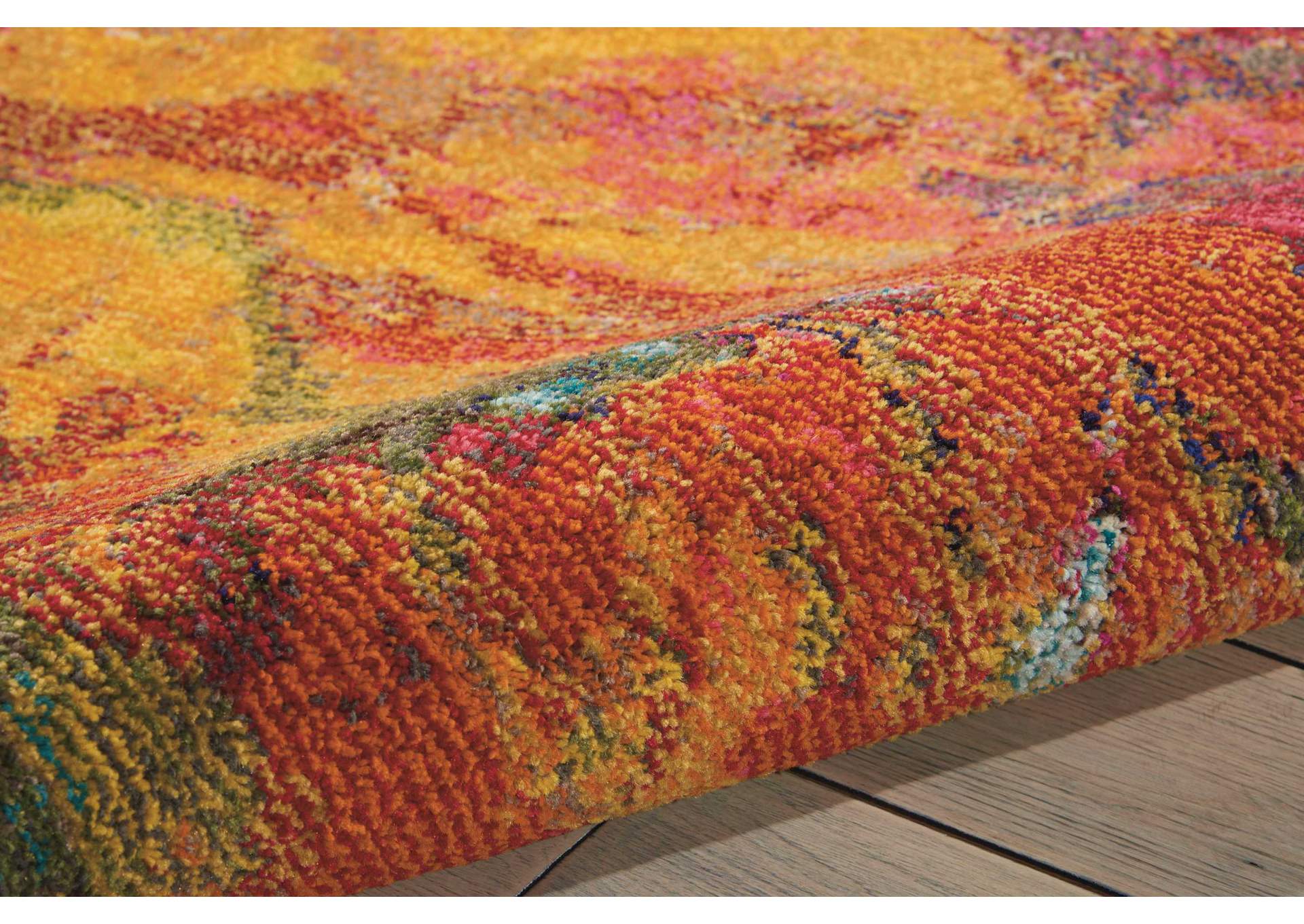 Nourison Celestial CES03 Red and Gold 5'x7' Colorful Area Rug,Nourison